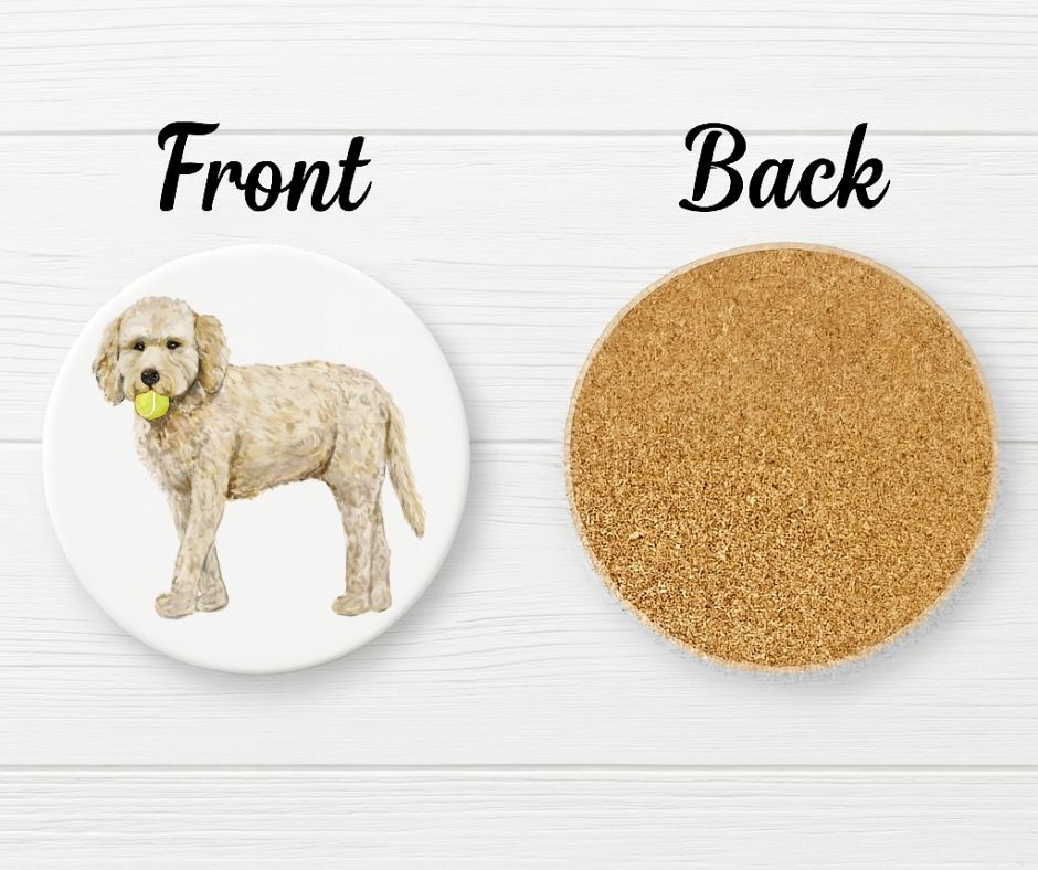 Labradoodle Ceramic Coaster - MerikaArt