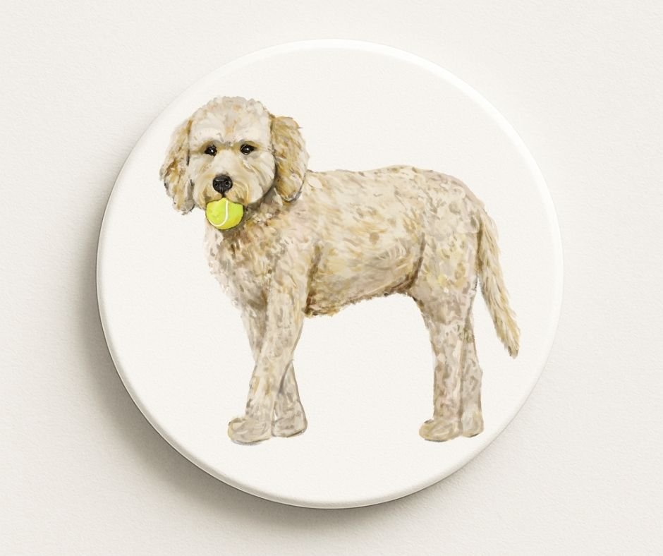 Labradoodle Ceramic Coaster - MerikaArt