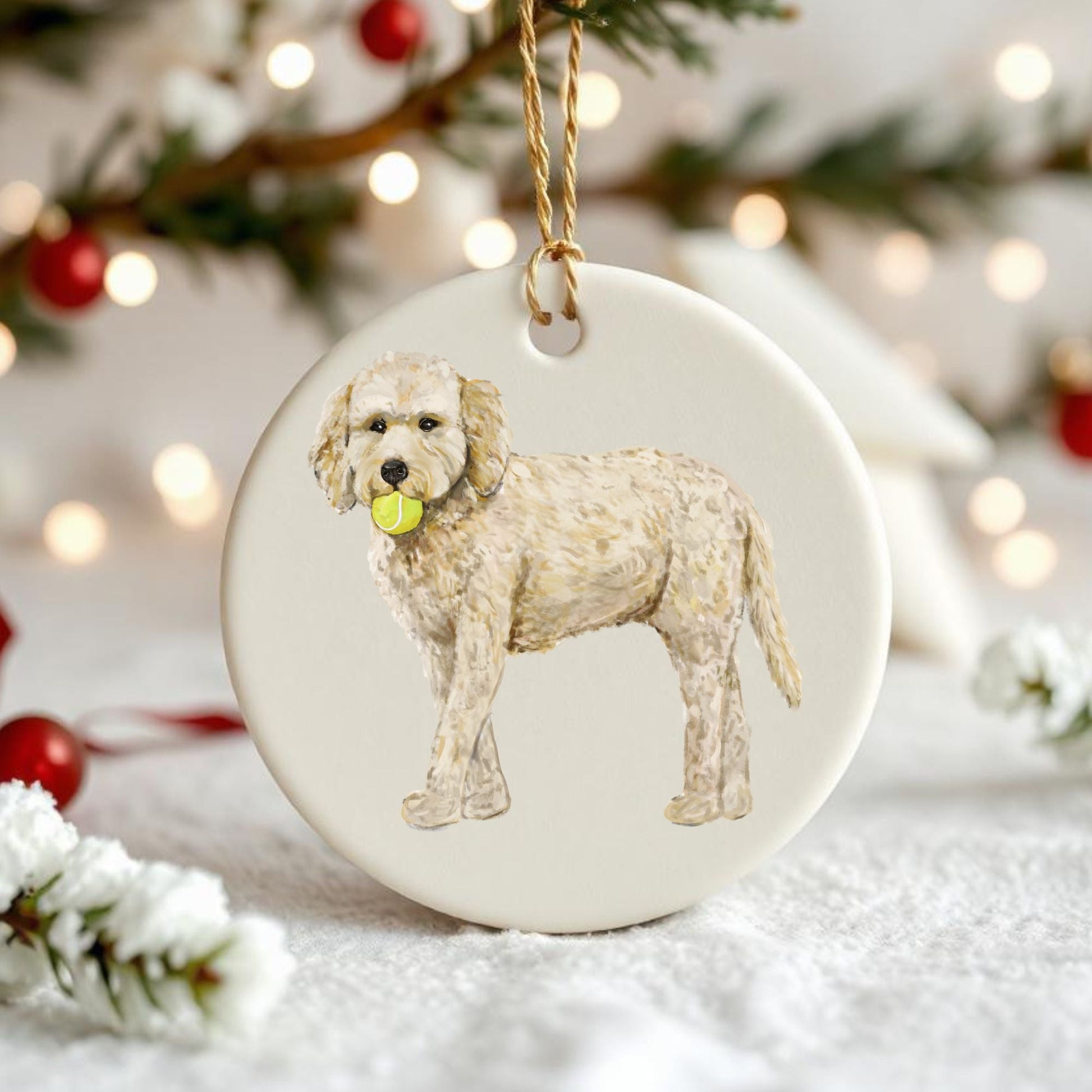 Labradoodle Ceramic Ornament - MerikaArt