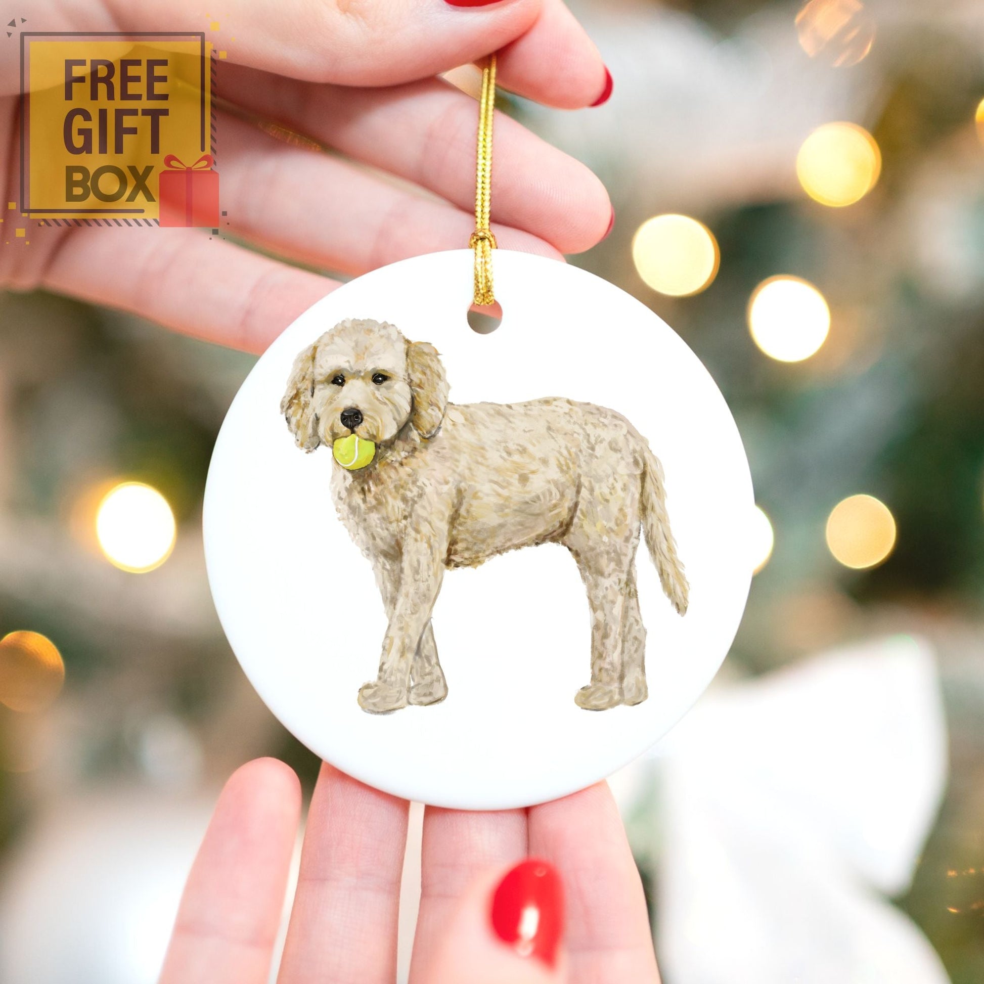 Labradoodle Ceramic Ornament - MerikaArt