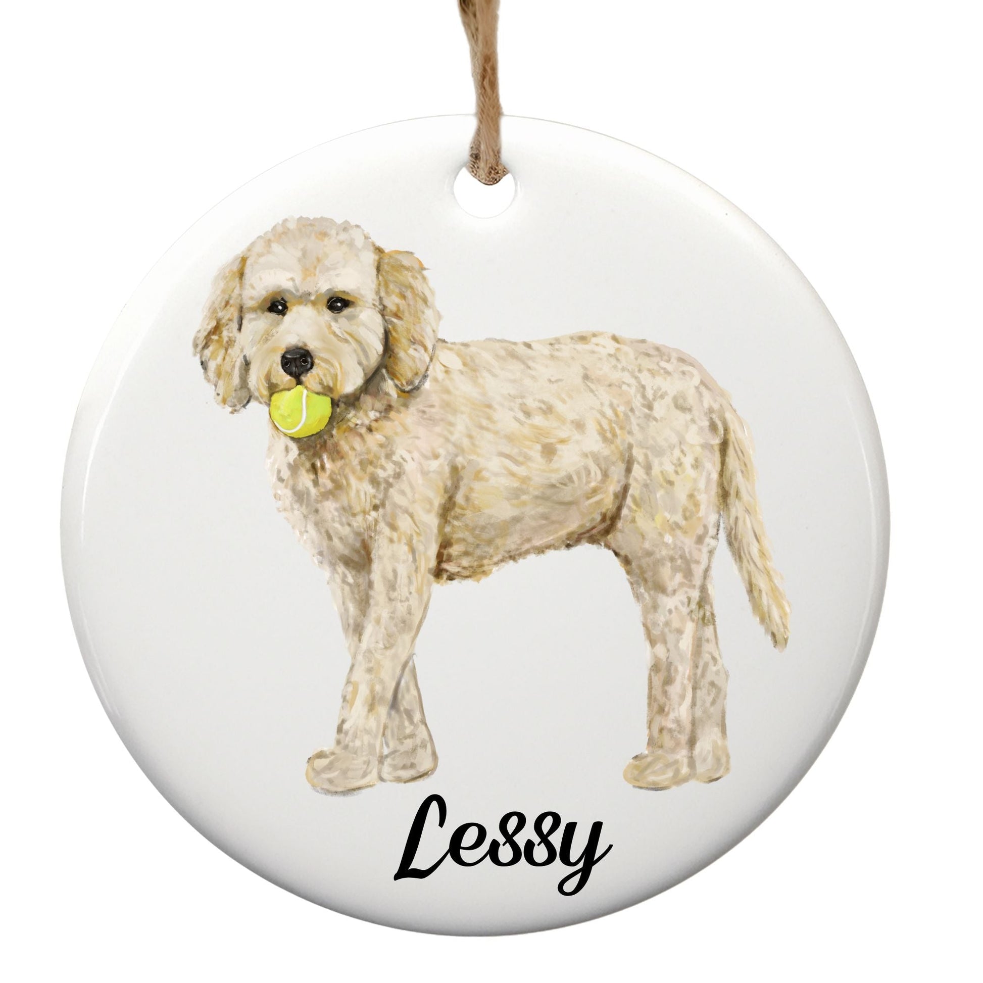 Labradoodle Ceramic Ornament - MerikaArt