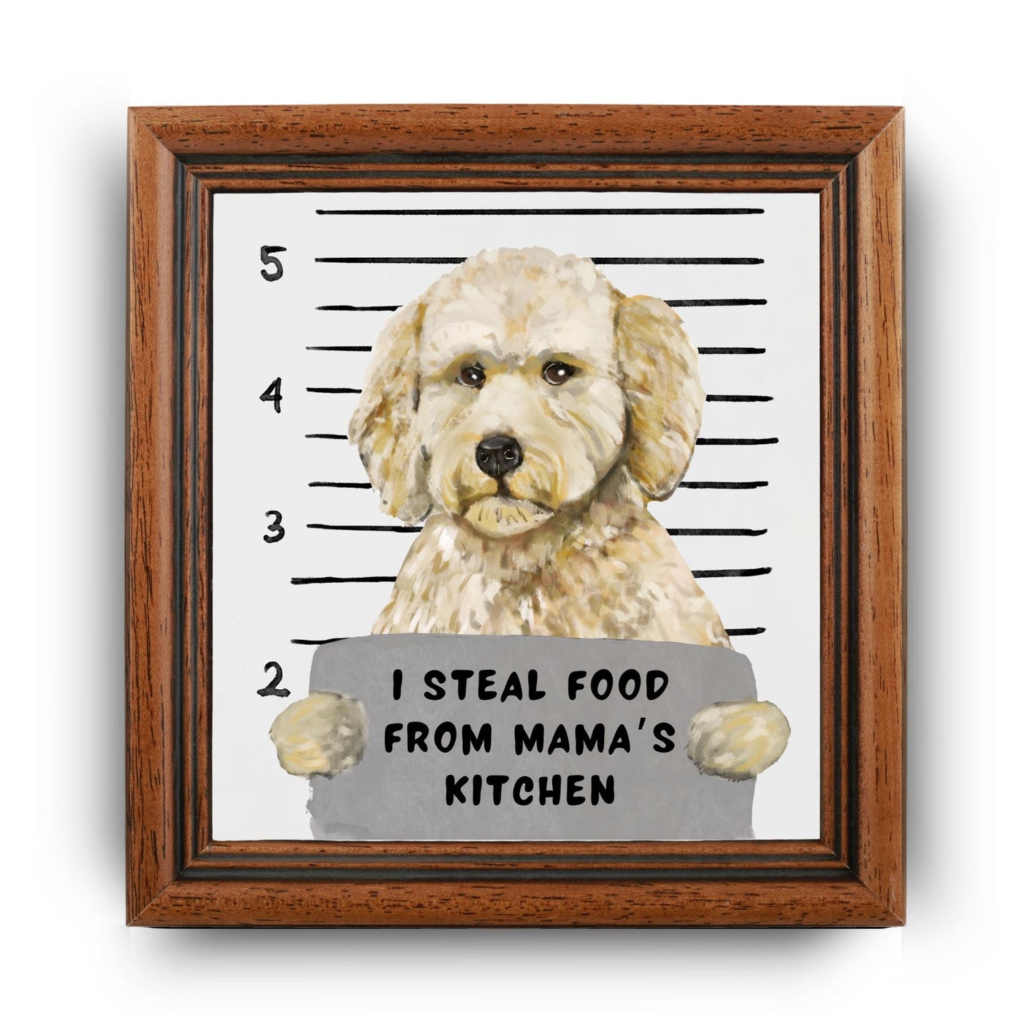 Labradoodle Mugshot Ceramic Tile - MerikaArt