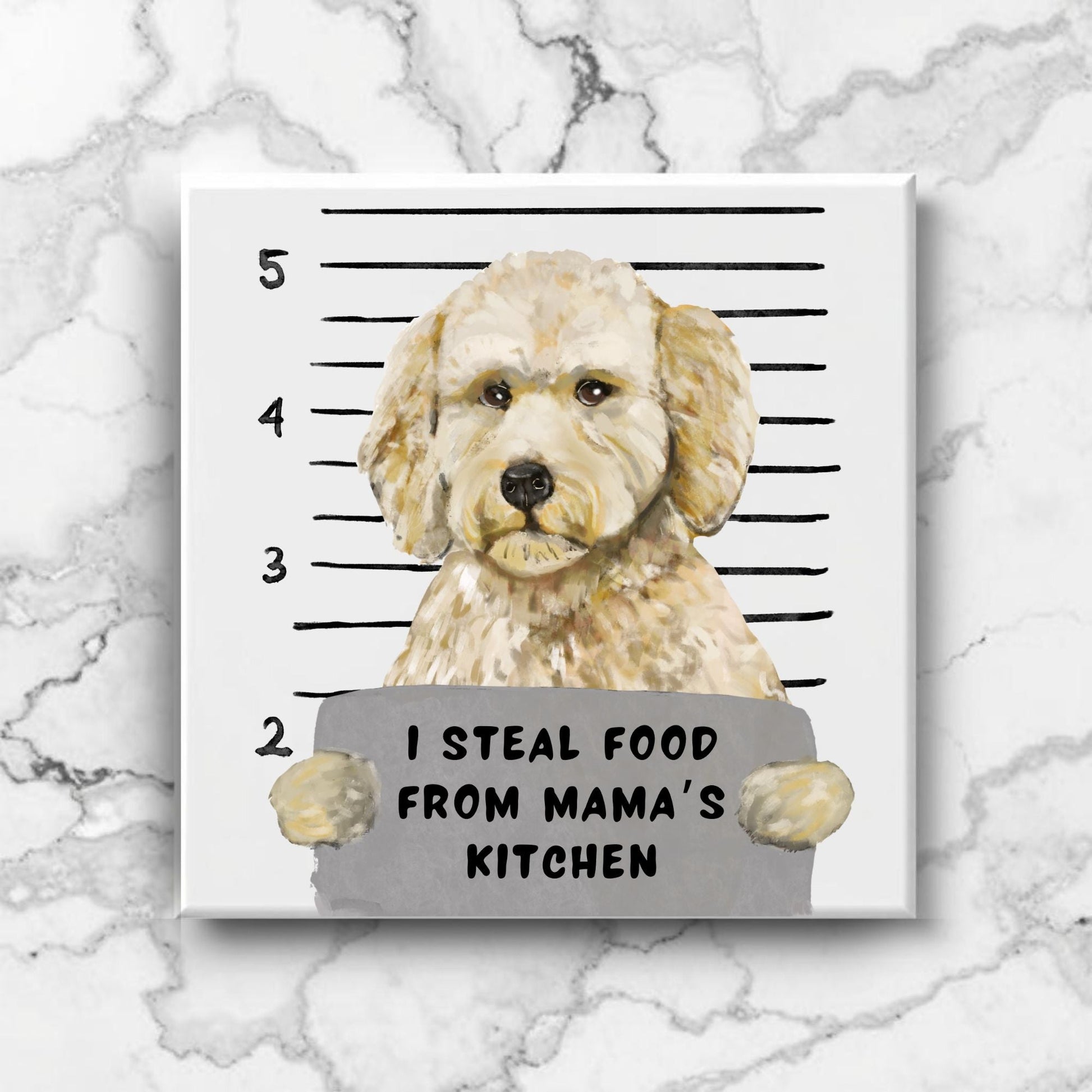 Labradoodle Mugshot Ceramic Tile - MerikaArt