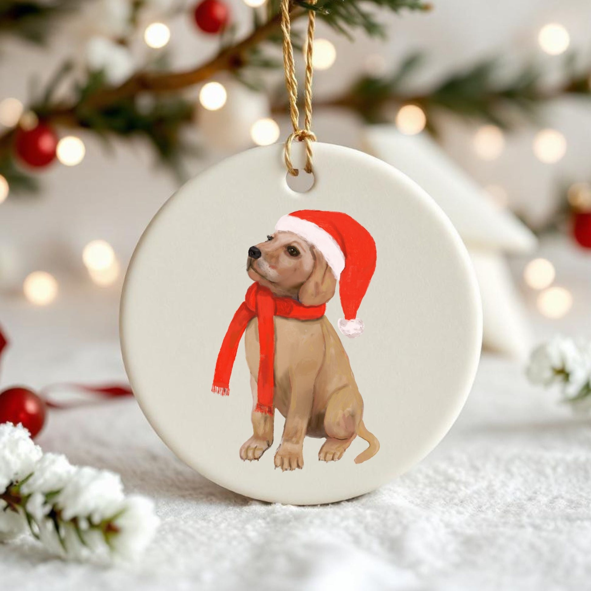 Labrador Retriever Puppy Christmas Ornament - MerikaArt