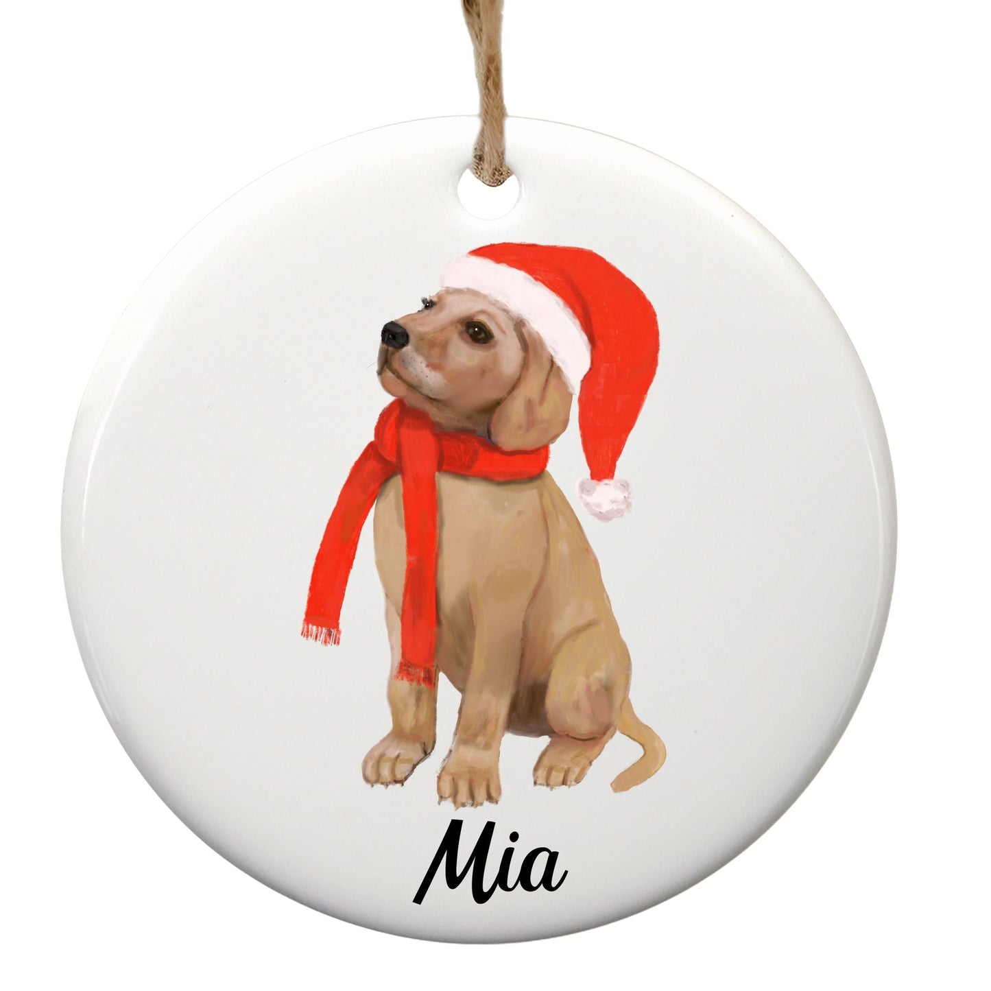 Labrador Retriever Puppy Christmas Ornament - MerikaArt