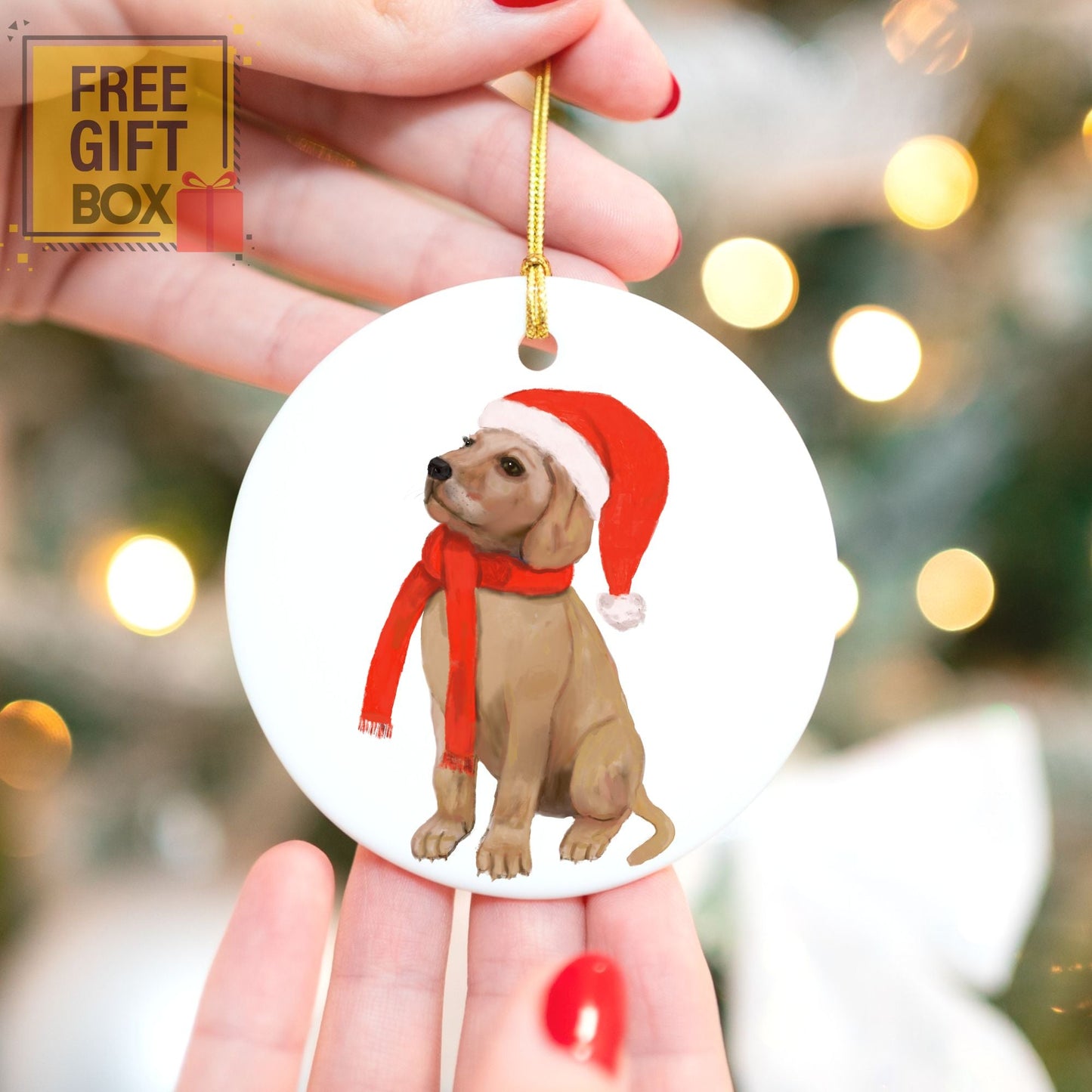 Labrador Retriever Puppy Christmas Ornament - MerikaArt