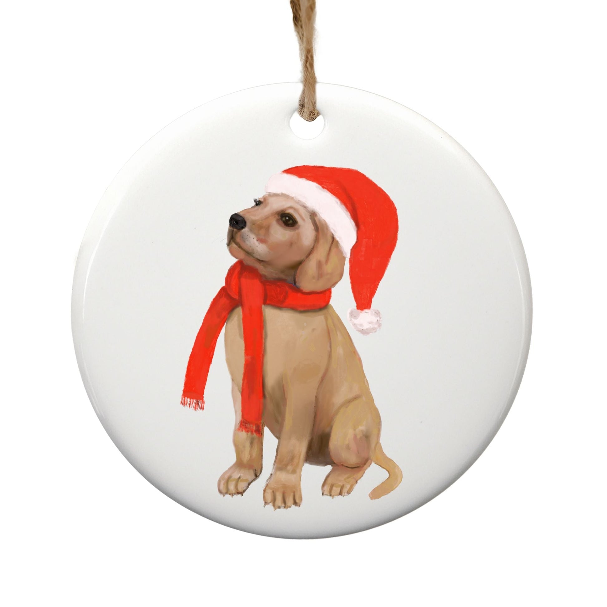 Labrador Retriever Puppy Christmas Ornament - MerikaArt