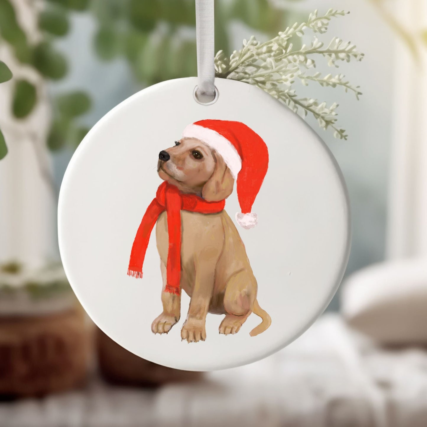 Labrador Retriever Puppy Christmas Ornament - MerikaArt