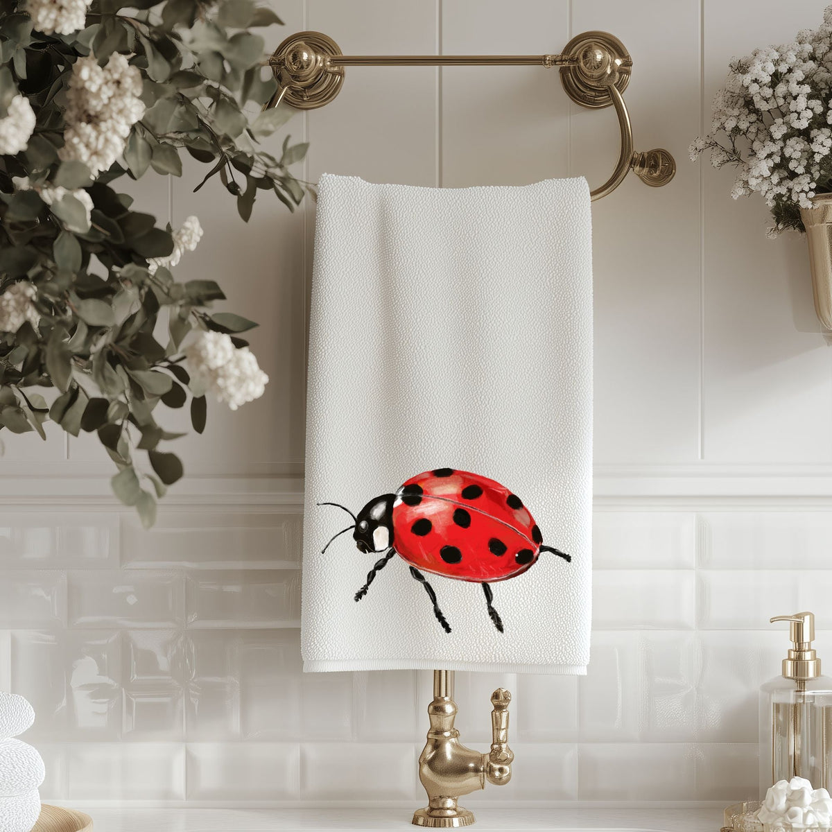 Ladybug Bathroom Towel - MerikaArt
