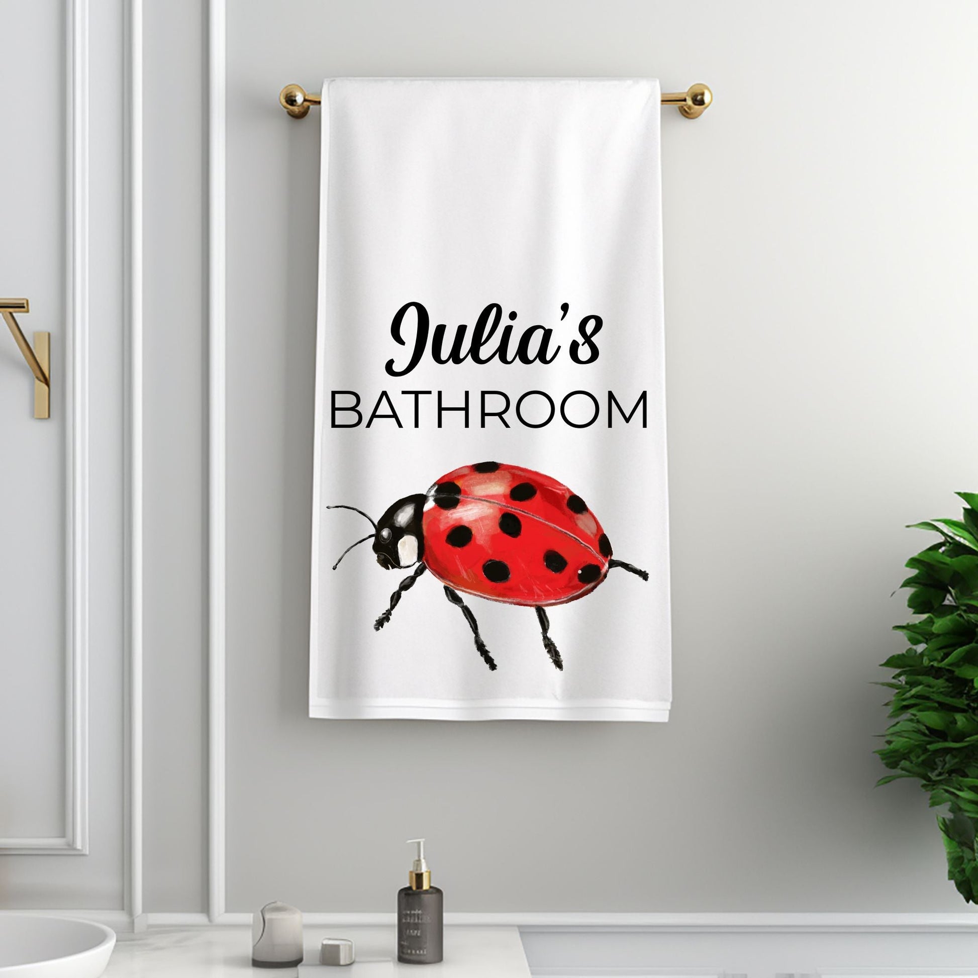 Ladybug Bathroom Towel - MerikaArt