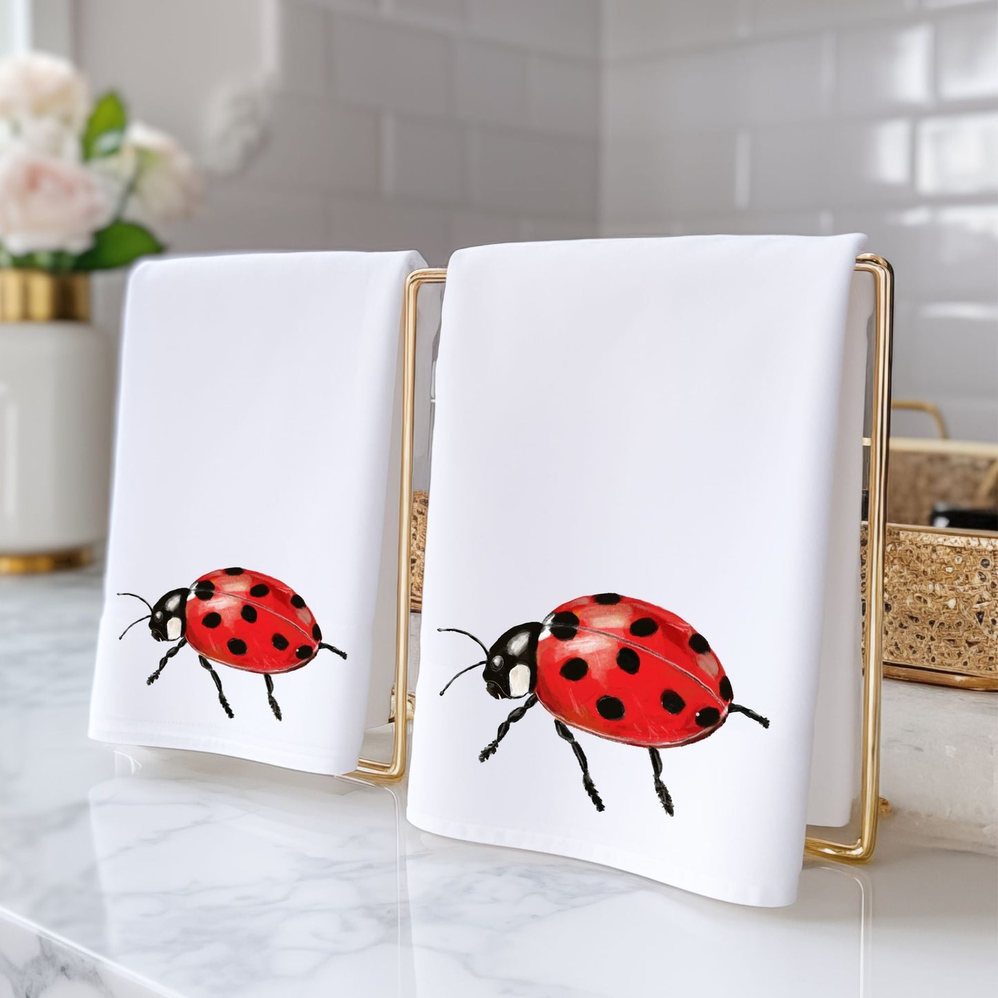 Ladybug Bathroom Towel - MerikaArt