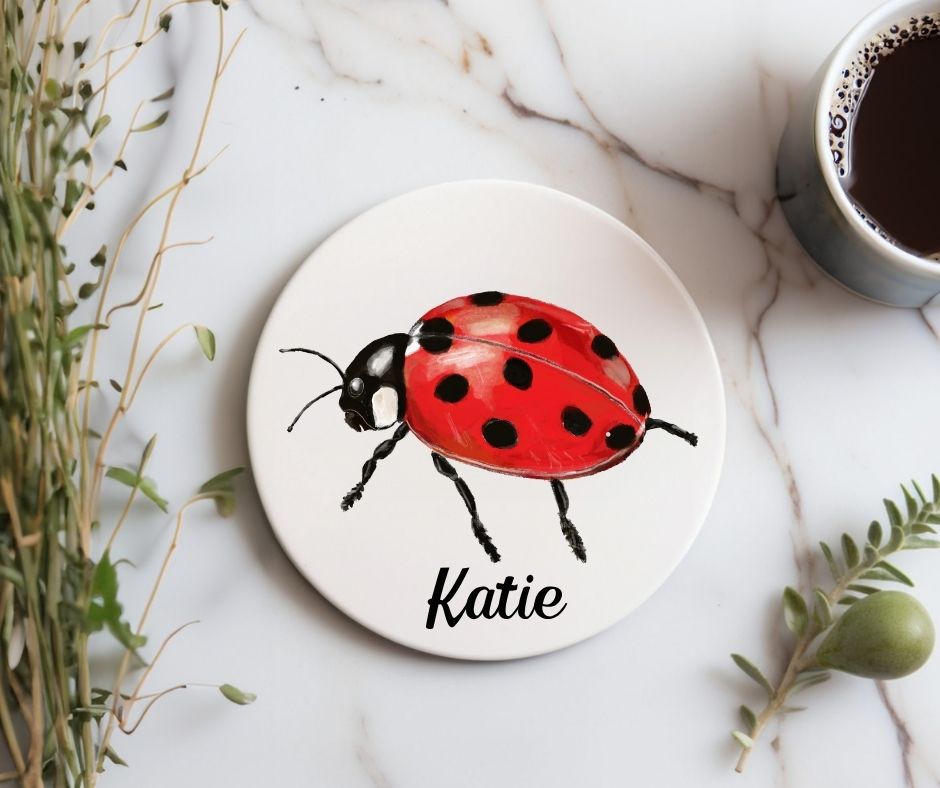 Ladybug Ceramic Coaster - MerikaArt
