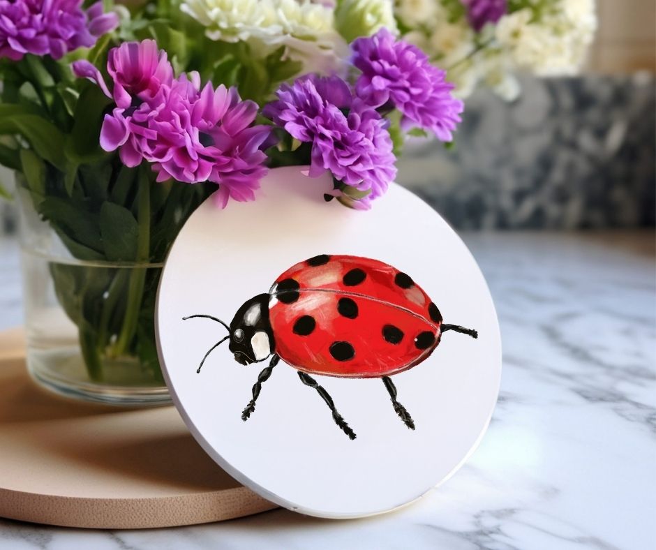 Ladybug Ceramic Coaster - MerikaArt