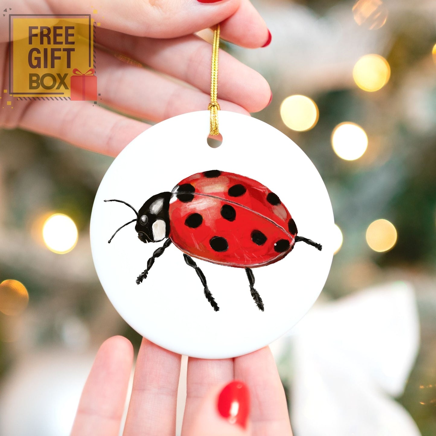 Ladybug Ceramic Ornament - MerikaArt