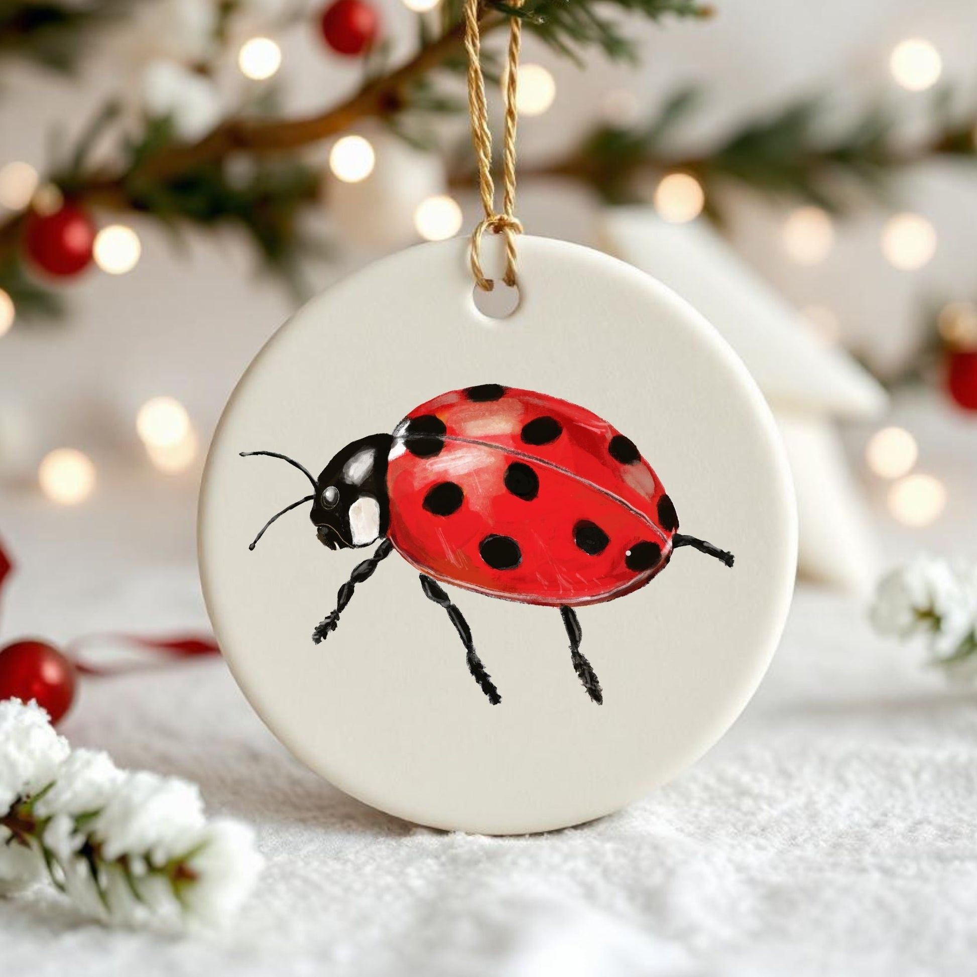 Ladybug Ceramic Ornament - MerikaArt