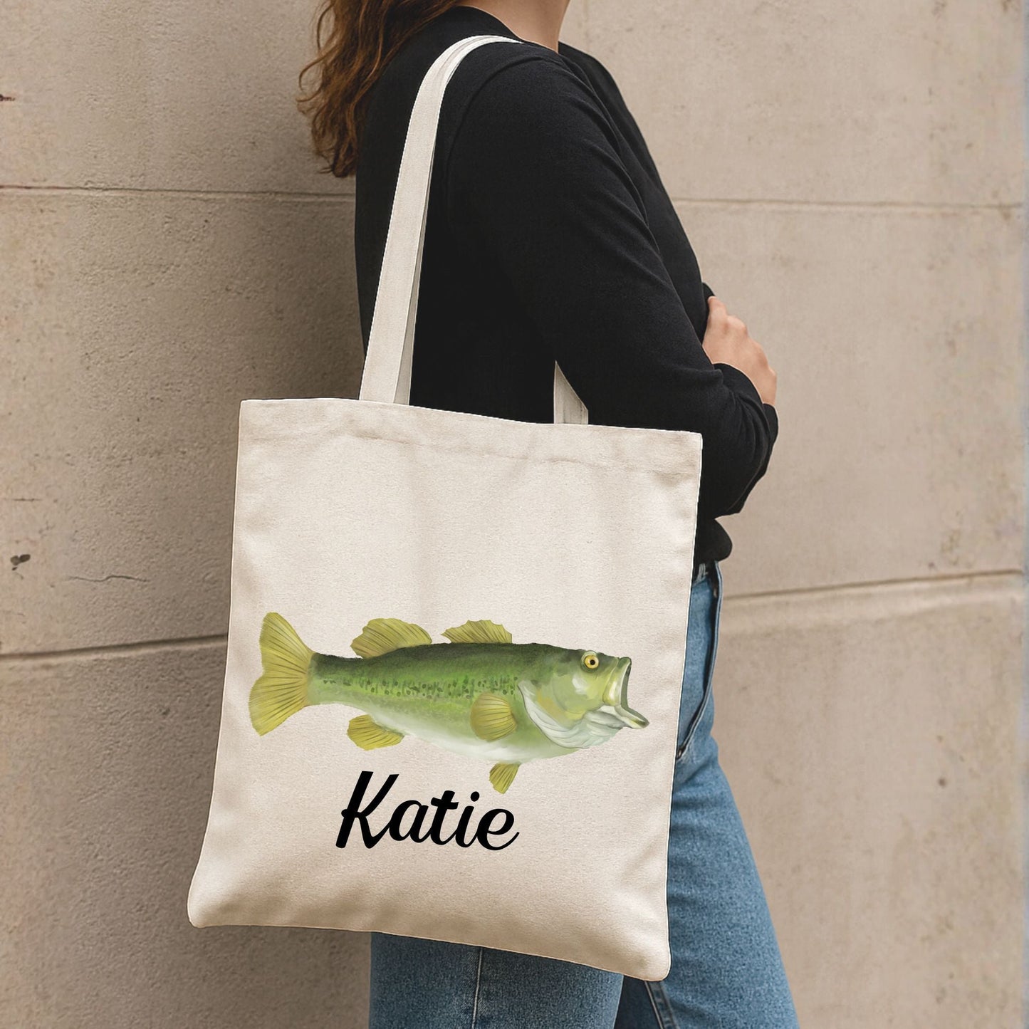 Large Mouth Bass Canvas Tote Bag - MerikaArt