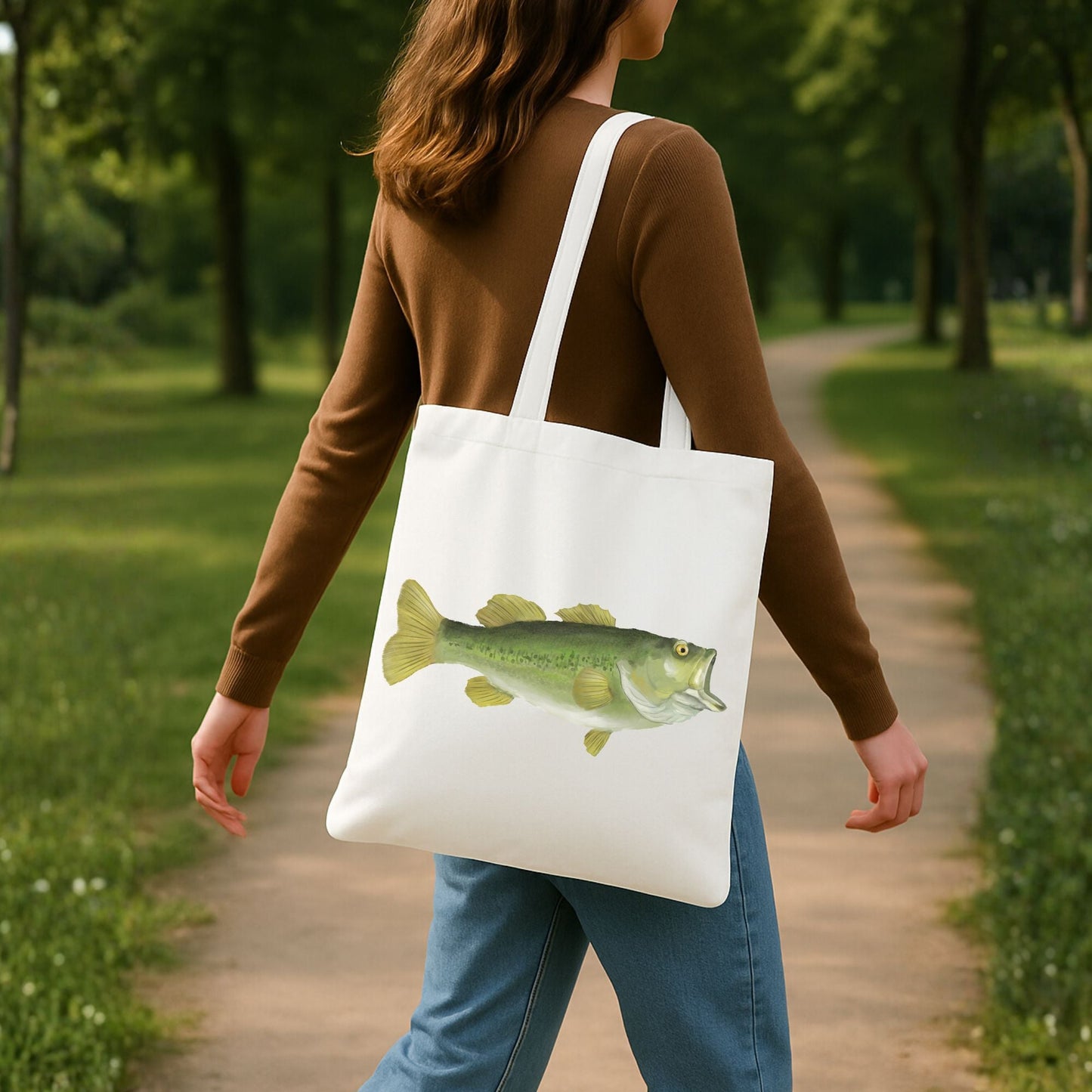 Large Mouth Bass Canvas Tote Bag - MerikaArt