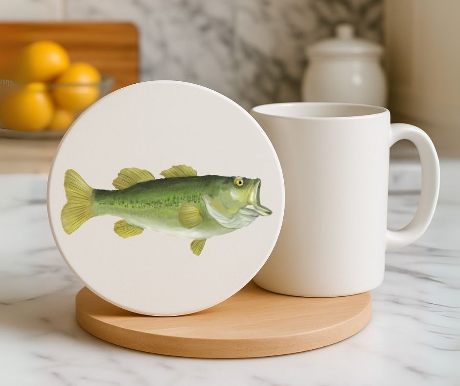 Largemouth Bass Ceramic Coaster - MerikaArt