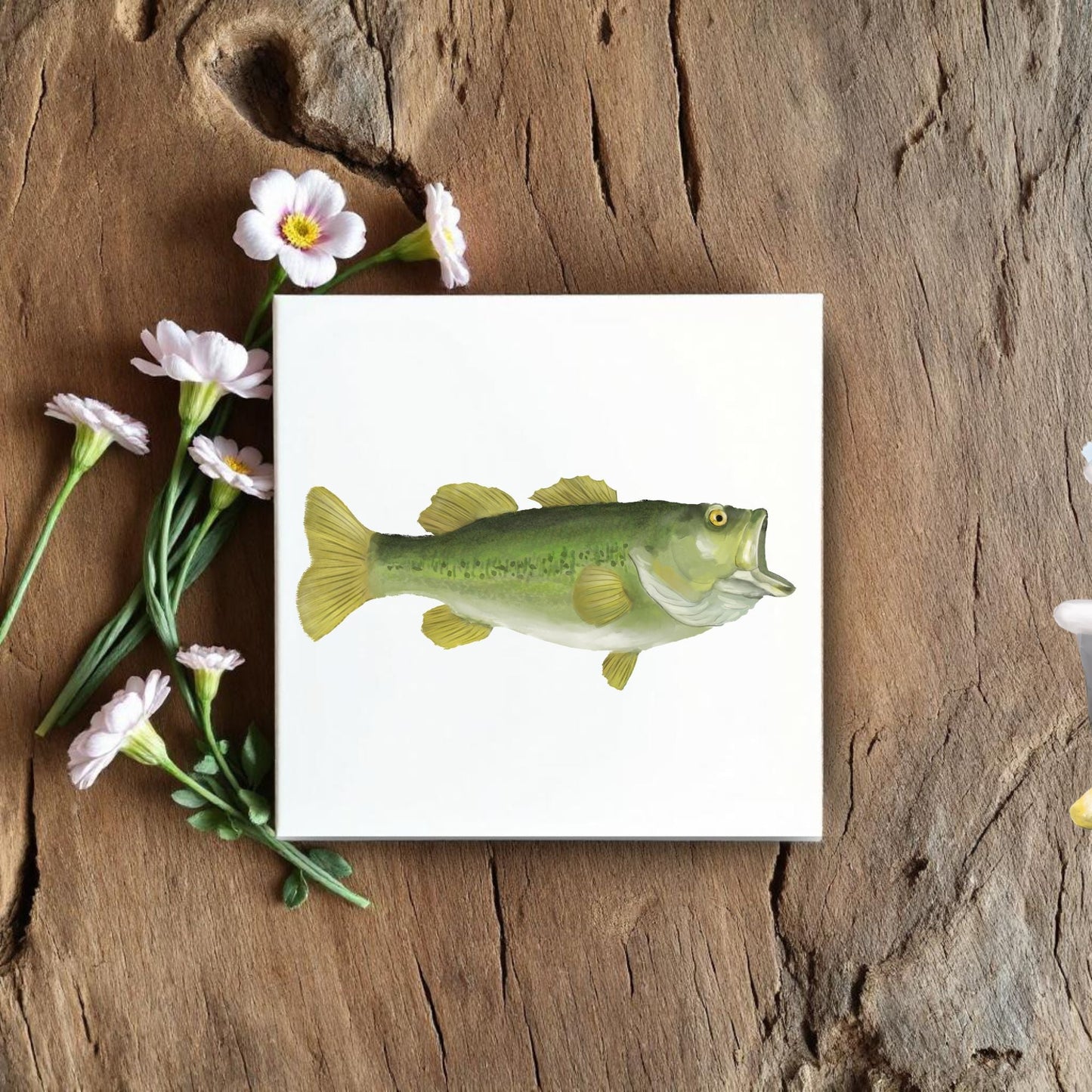 Largemouth Bass Ceramic Tile – Handcrafted Fishing Decor - MerikaArt