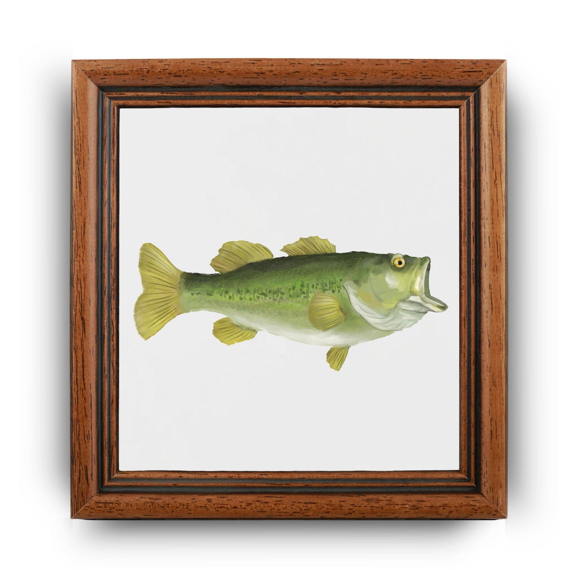 Largemouth Bass Ceramic Tile – Handcrafted Fishing Decor - MerikaArt