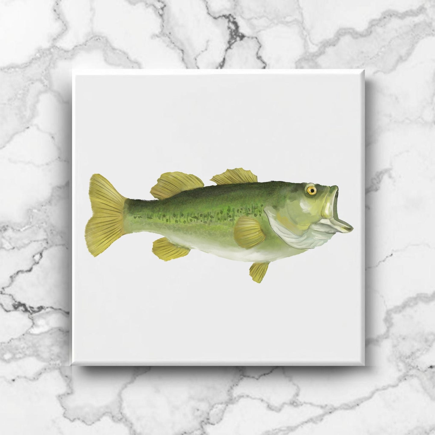 Largemouth Bass Ceramic Tile – Handcrafted Fishing Decor - MerikaArt