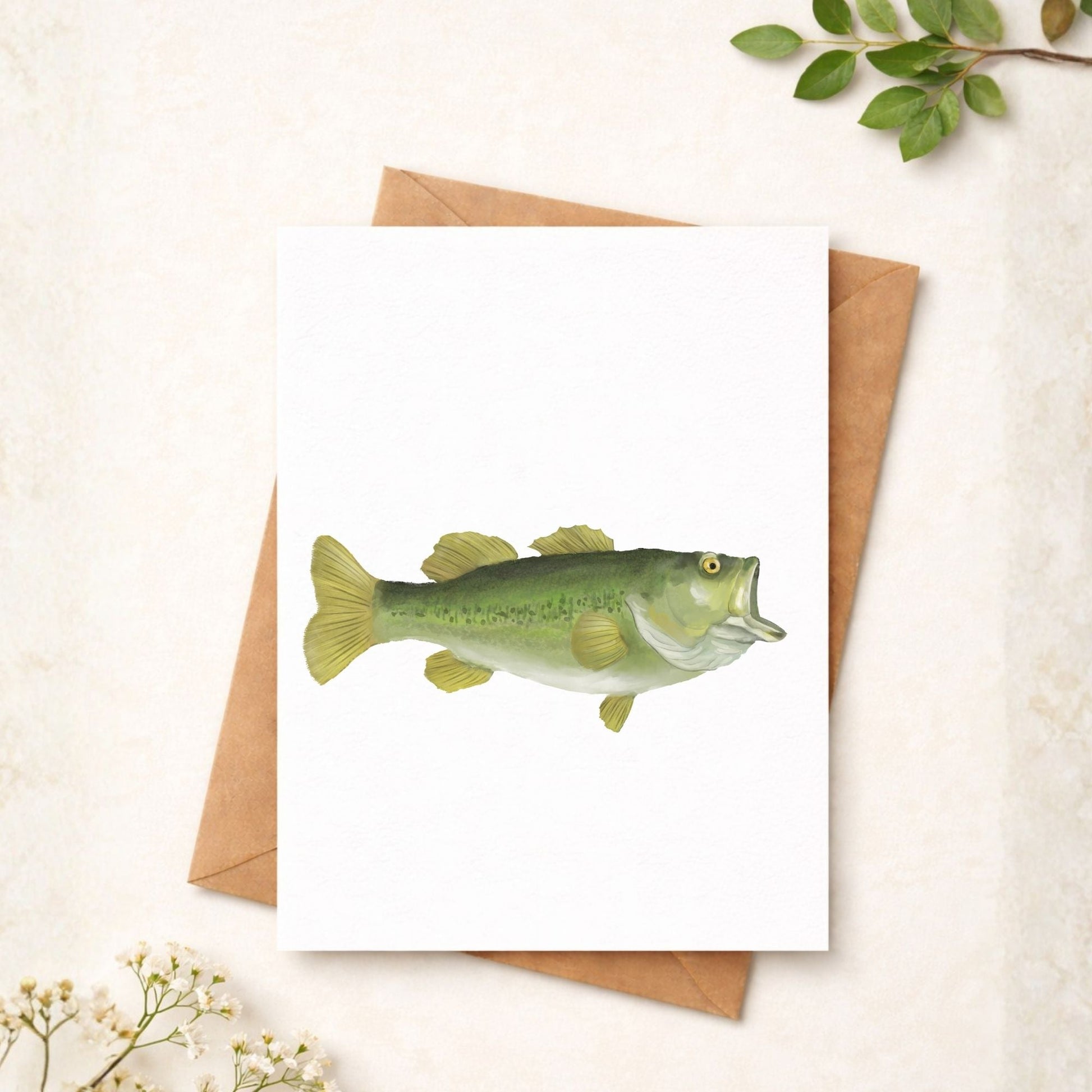Largemouth Bass Fish Postcard - MerikaArt