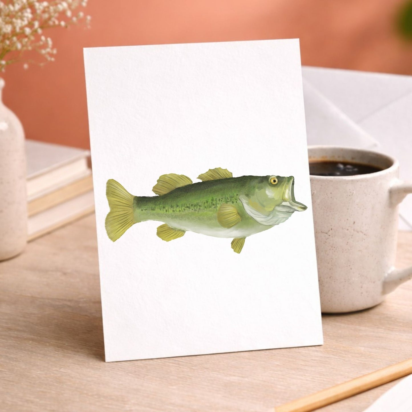 Largemouth Bass Fish Postcard - MerikaArt
