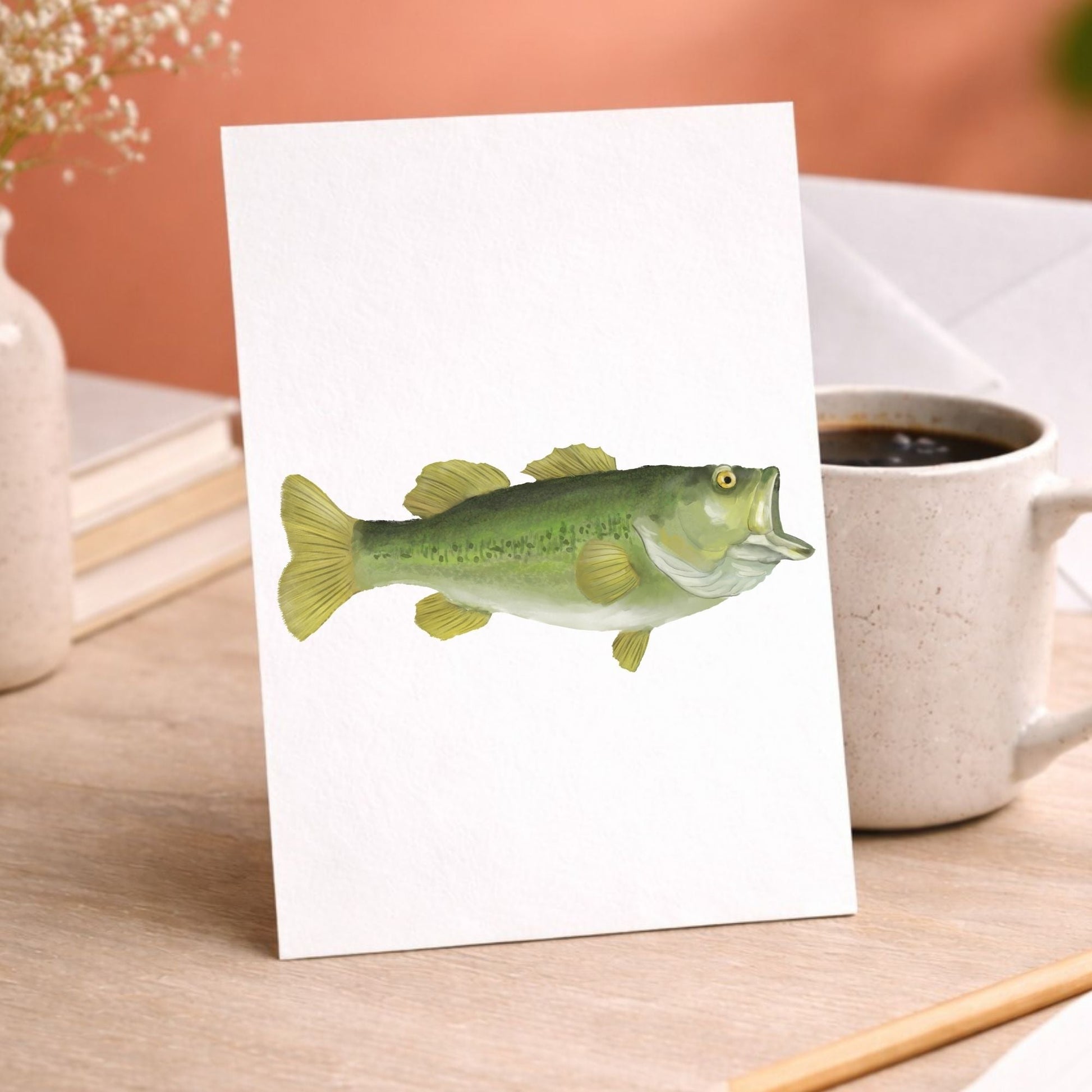 Largemouth Bass Fish Postcard - MerikaArt