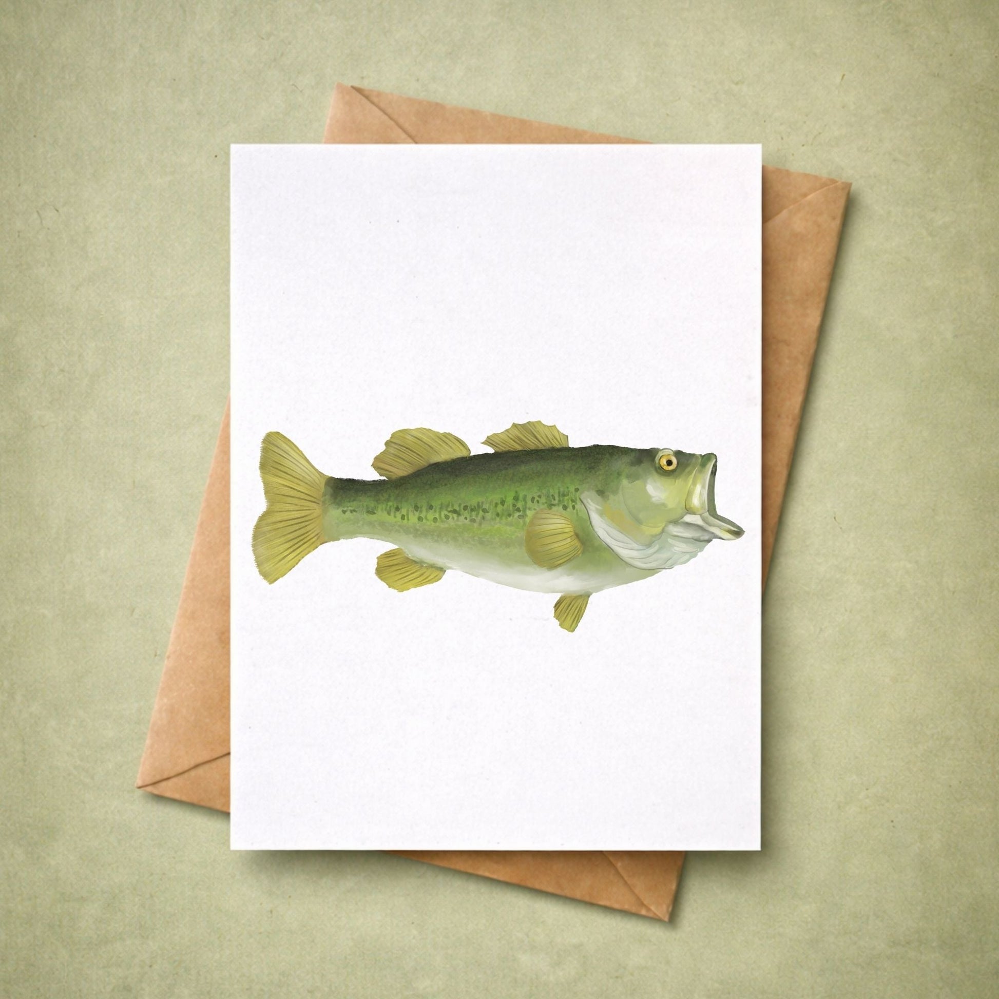Largemouth Bass Fish Postcard - MerikaArt