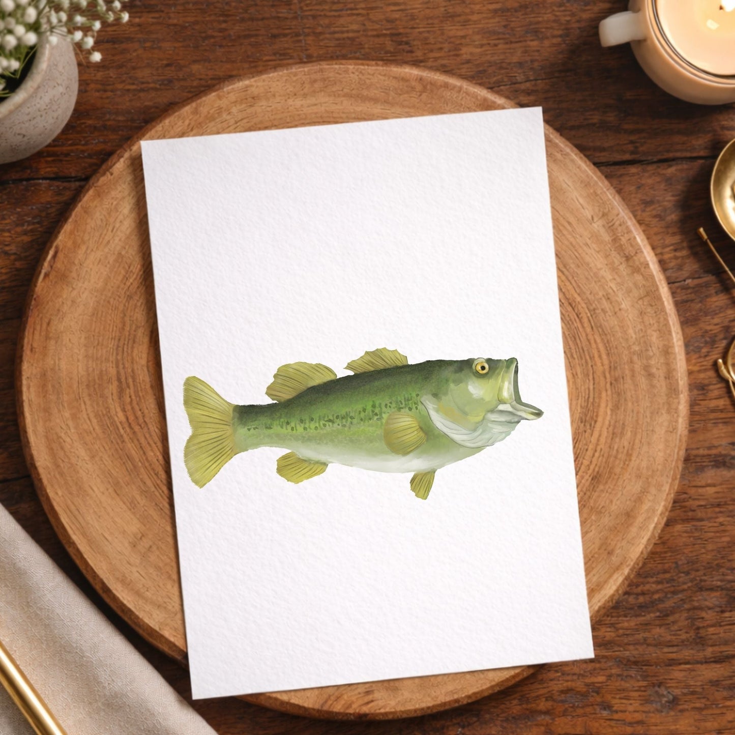 Largemouth Bass Fish Postcard - MerikaArt
