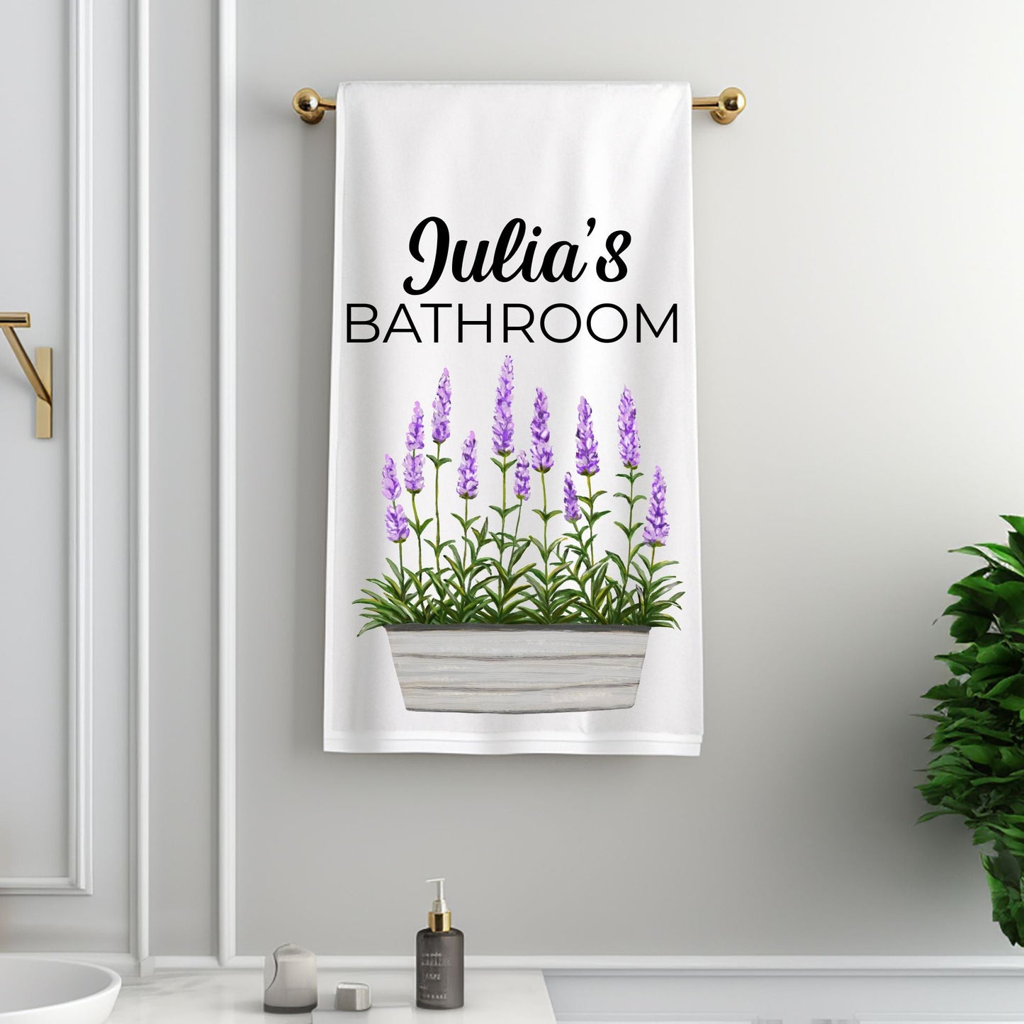 Lavender Planter Bathroom Towel - MerikaArt