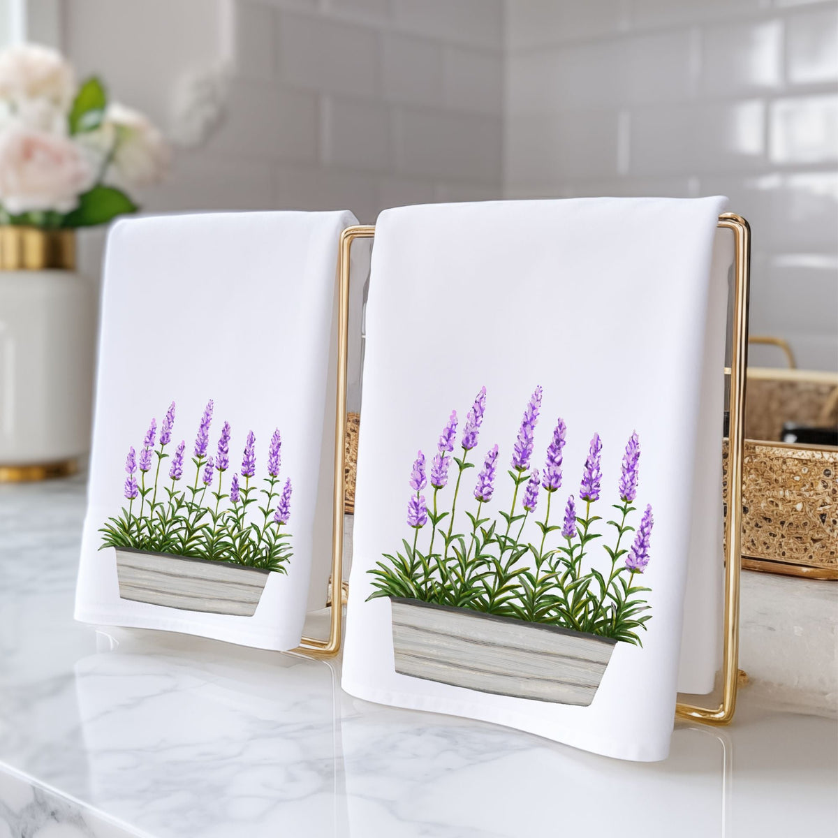 Lavender Planter Bathroom Towel - MerikaArt