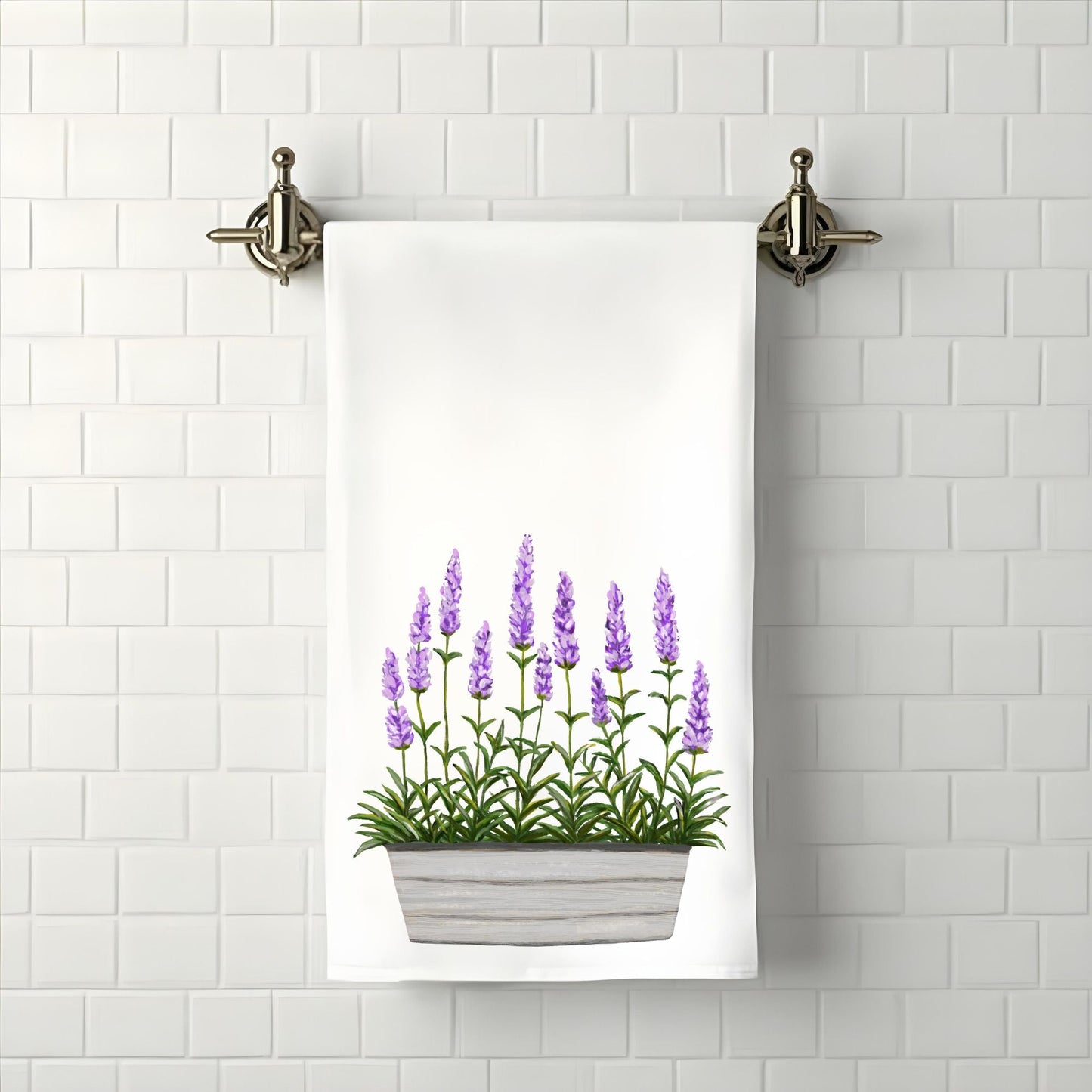 Lavender Planter Bathroom Towel - MerikaArt