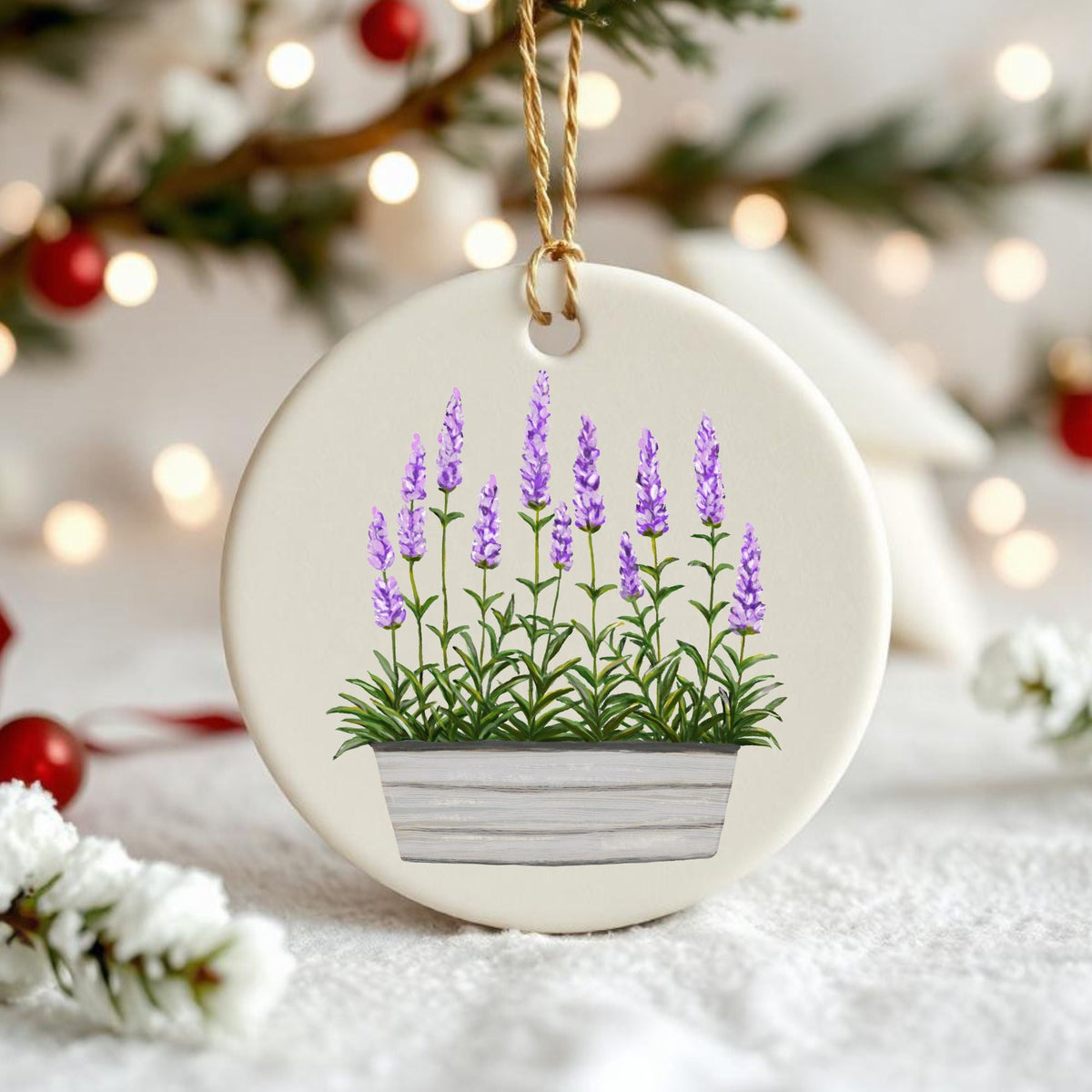 Lavender Planter Ceramic Ornament - MerikaArt