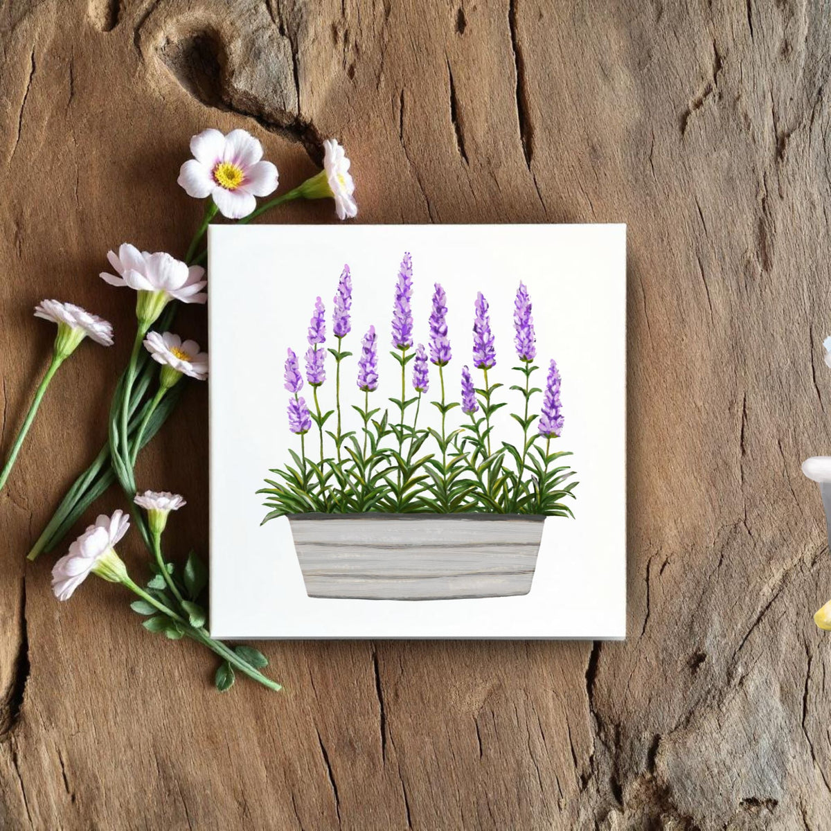 Lavender Planter Ceramic Tile - MerikaArt