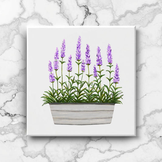 Lavender Planter Ceramic Tile - MerikaArt