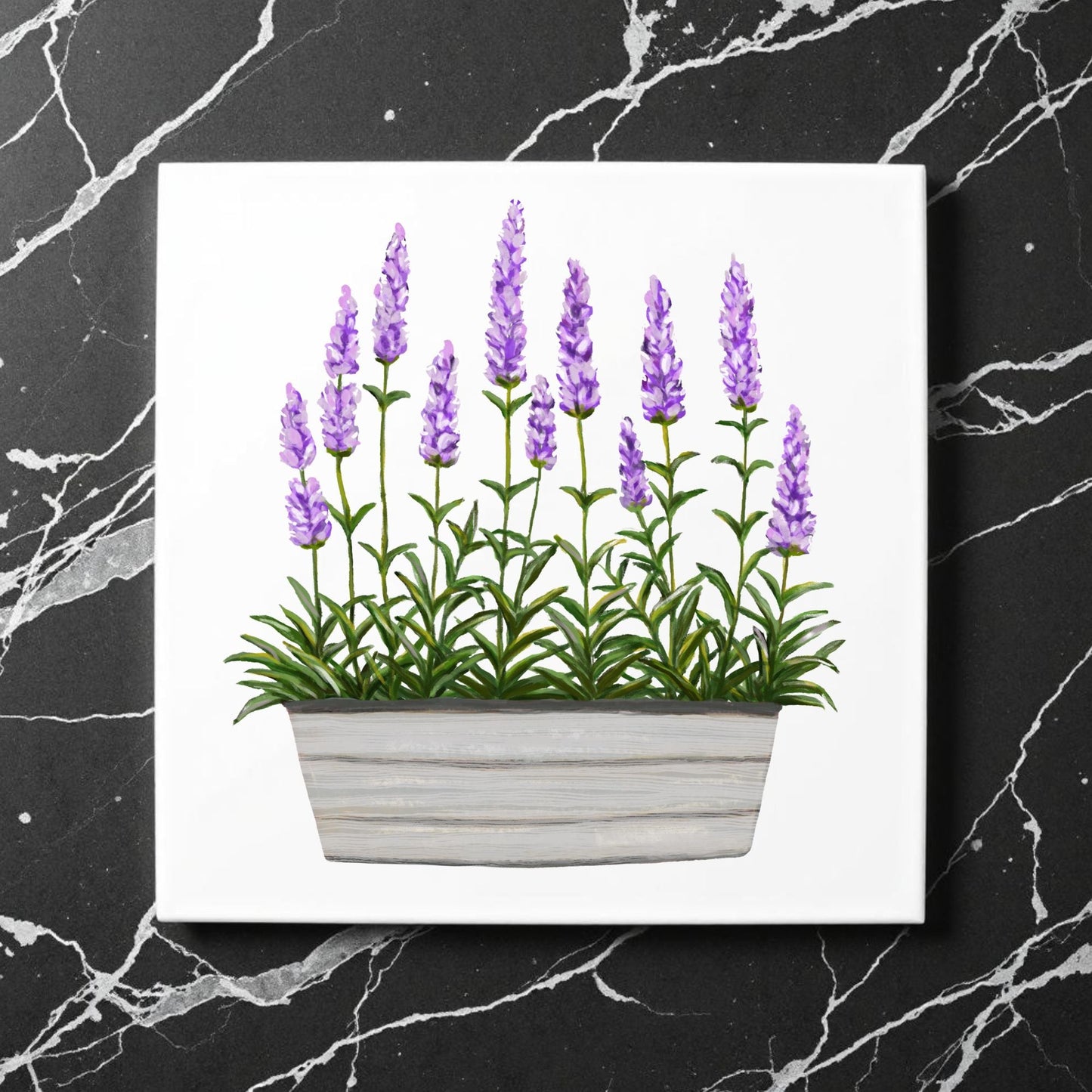 Lavender Planter Ceramic Tile - MerikaArt