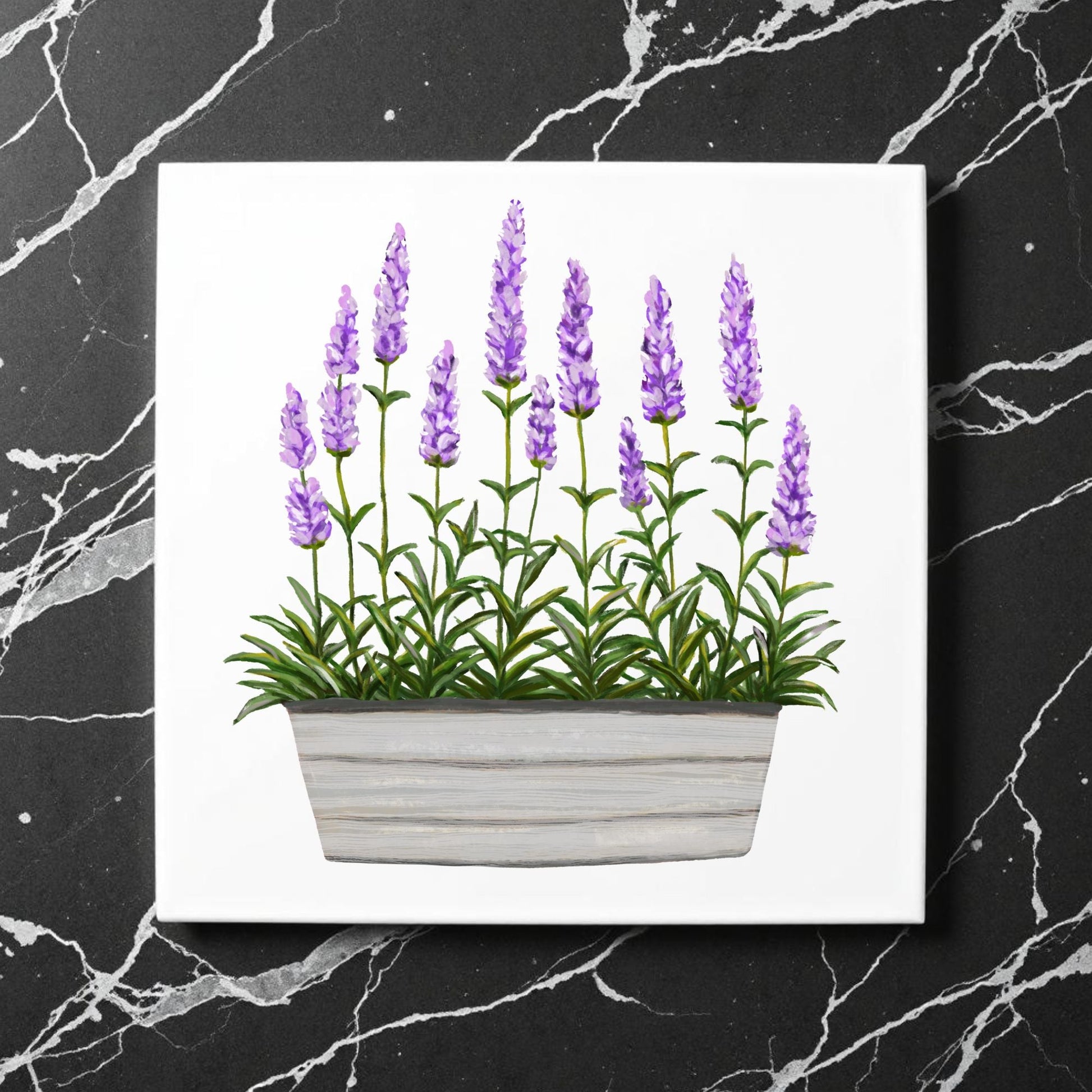 Lavender Planter Ceramic Tile - MerikaArt