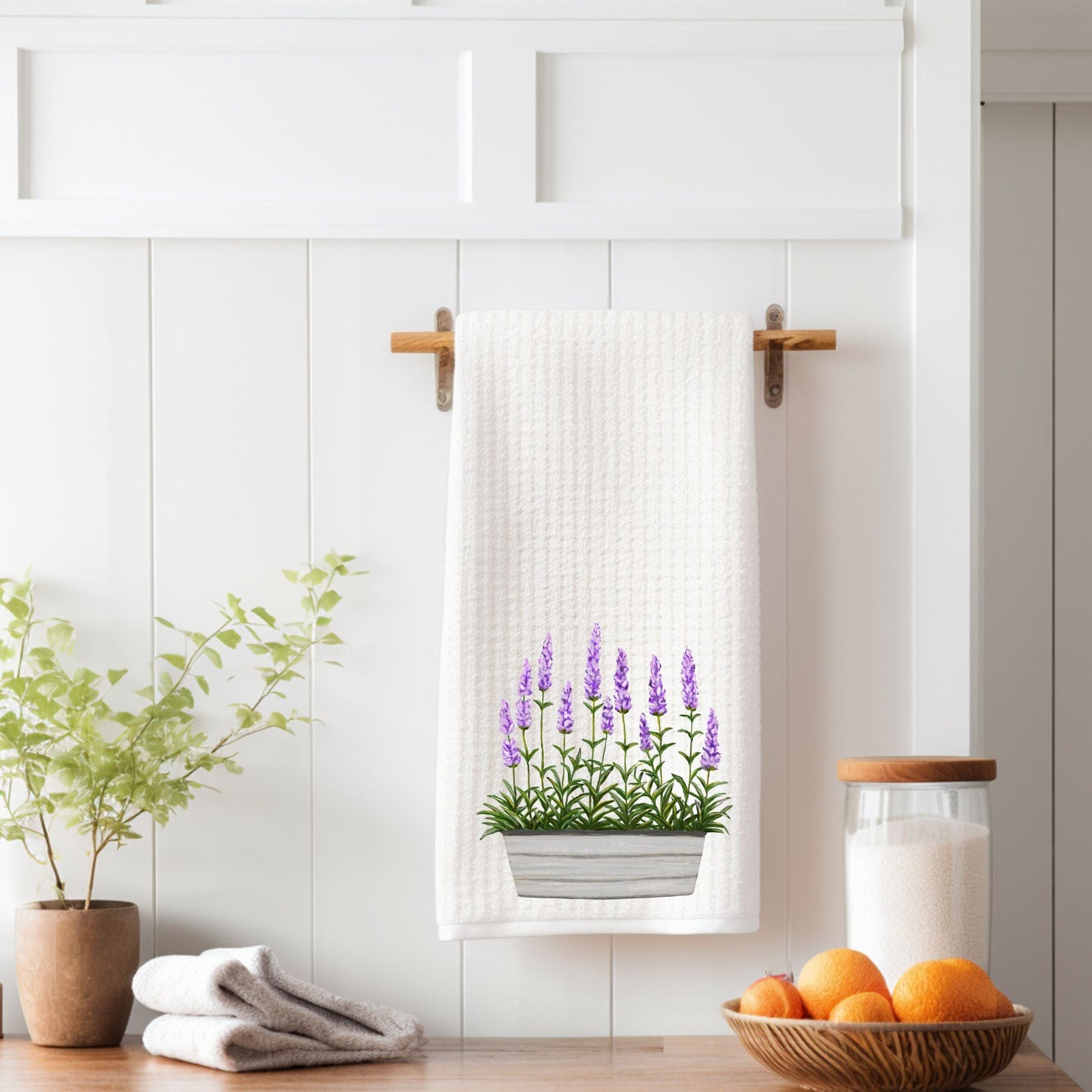 Lavender Planter Kitchen Towel - MerikaArt