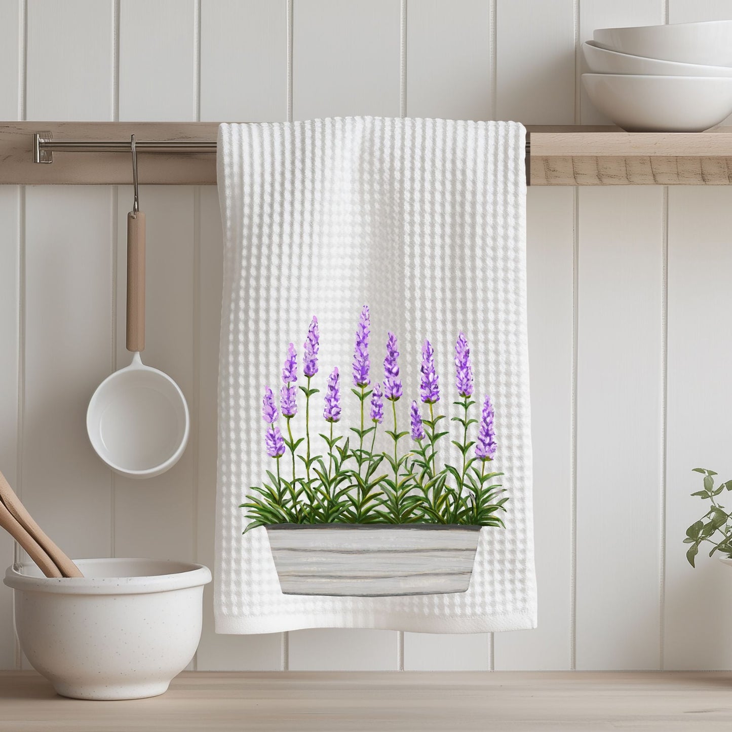 Lavender Planter Kitchen Towel - MerikaArt