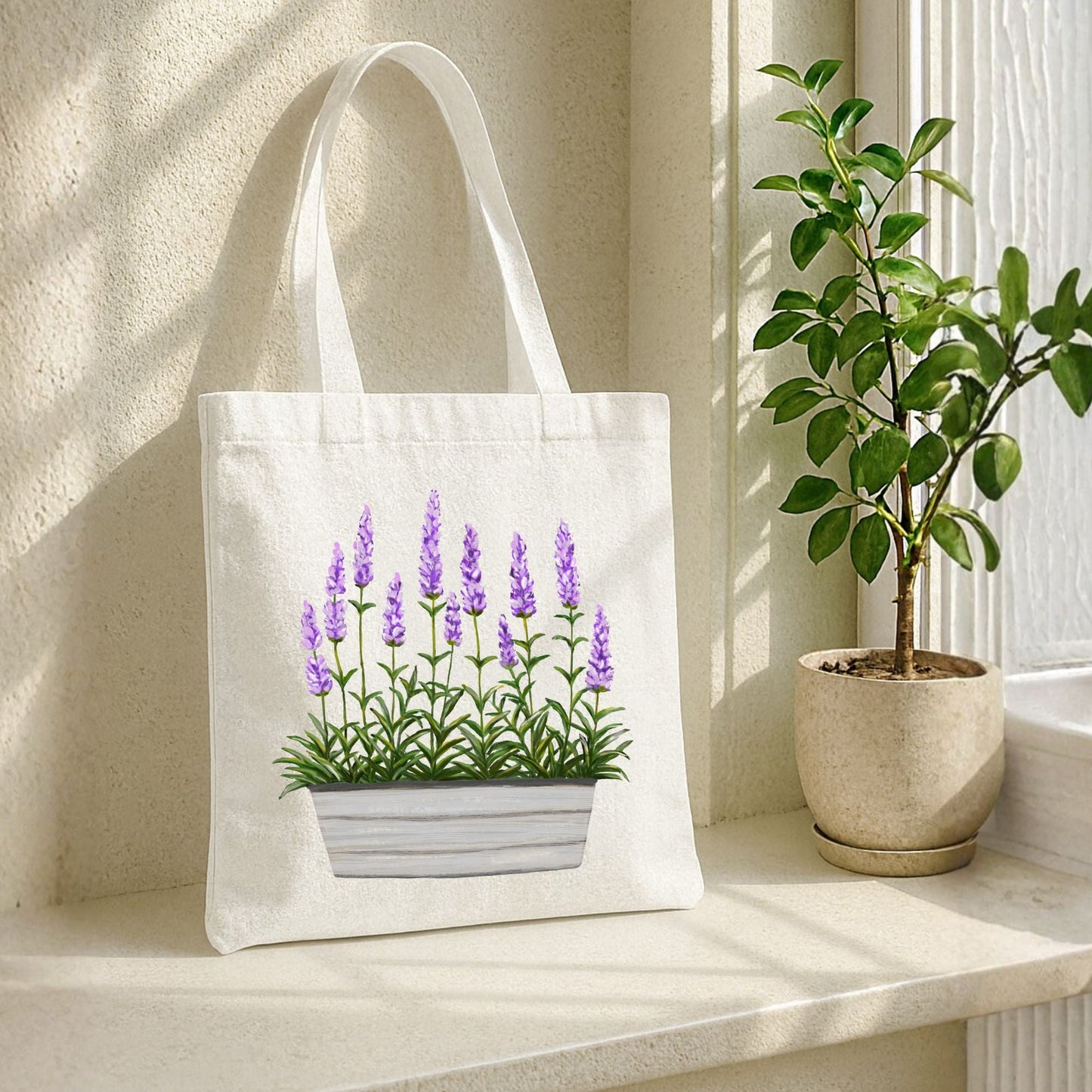 Lavender Planter Tote Bag - MerikaArt