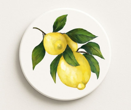 Lemon Branch Ceramic Coaster - MerikaArt