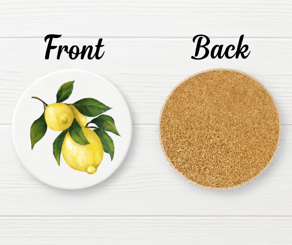 Lemon Branch Ceramic Coaster - MerikaArt