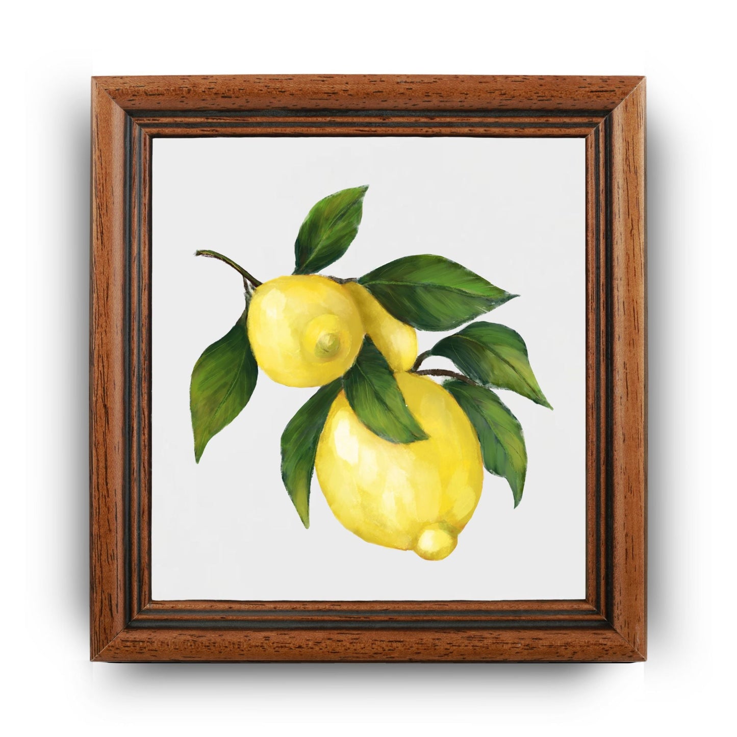 Lemon Branch Ceramic Tile – Handcrafted Citrus Artwork - MerikaArt