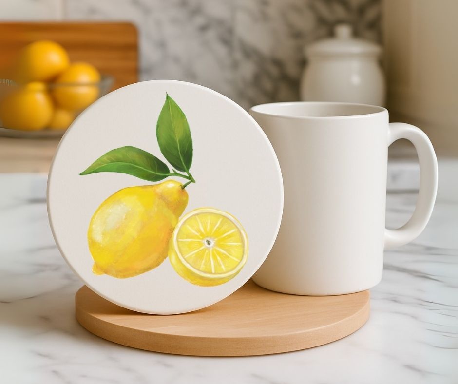 Lemon Ceramic Coaster - MerikaArt