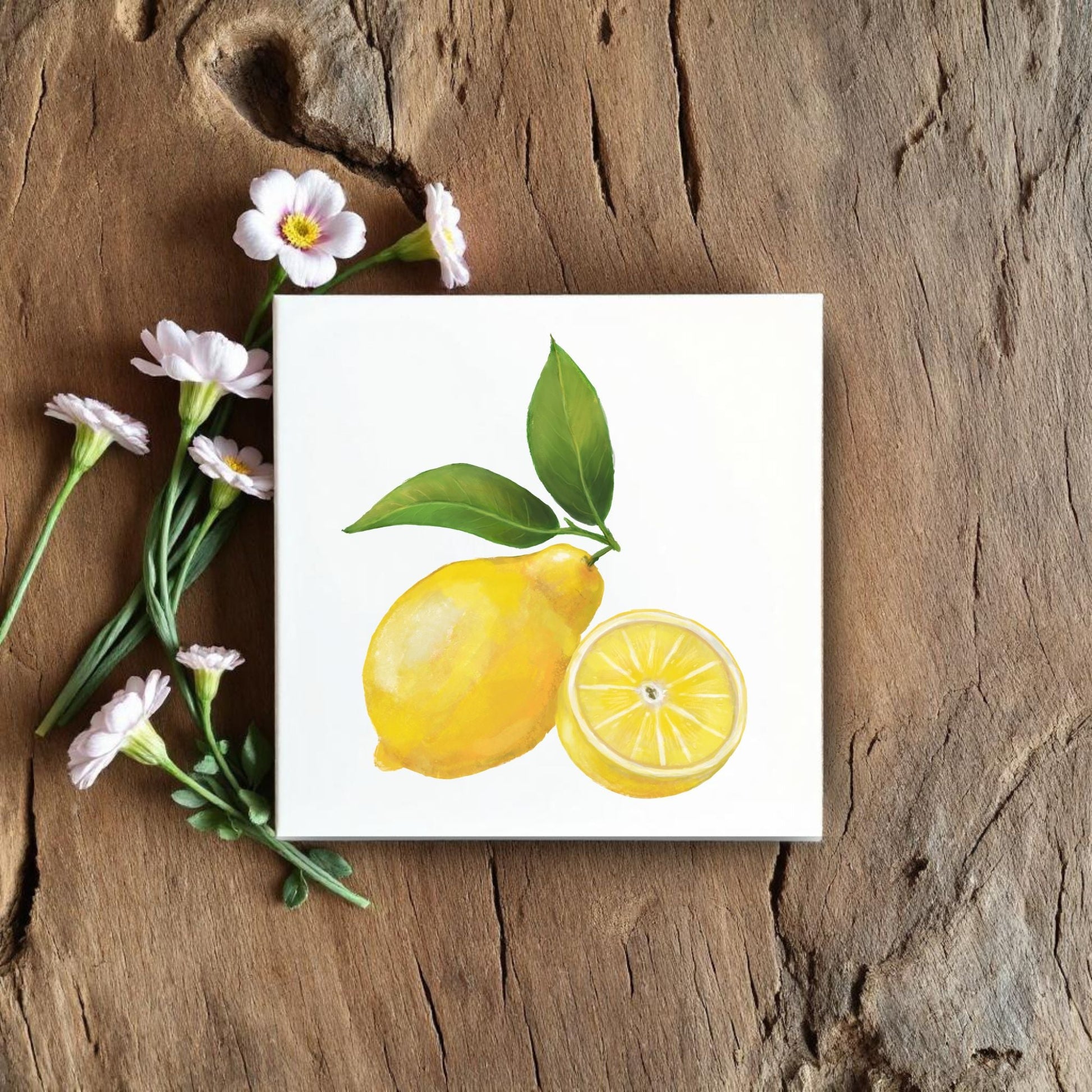 Lemon Ceramic Tile – Fresh and Vibrant Handmade Art - MerikaArt