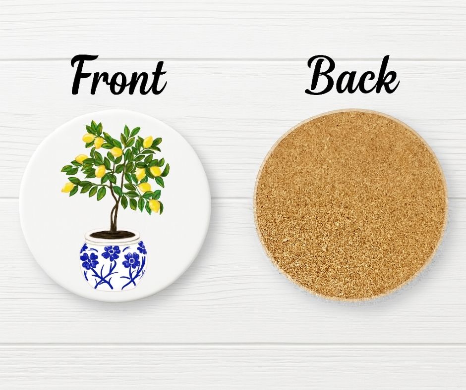 Lemon Tree Ceramic Coaster - MerikaArt
