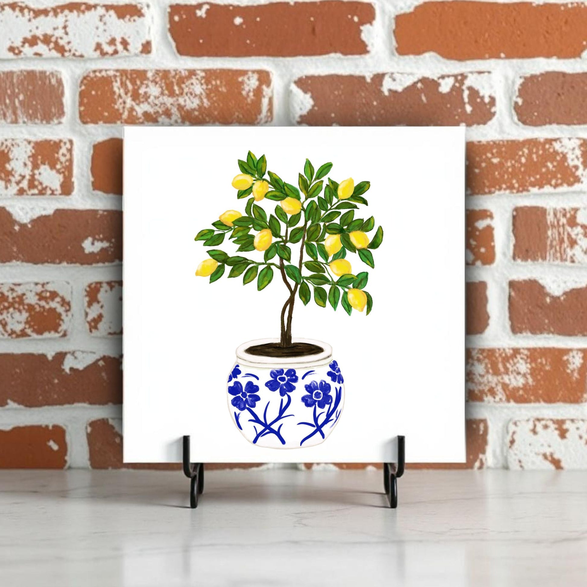 Lemon Tree Ceramic Tile – Handcrafted Home Decor - MerikaArt