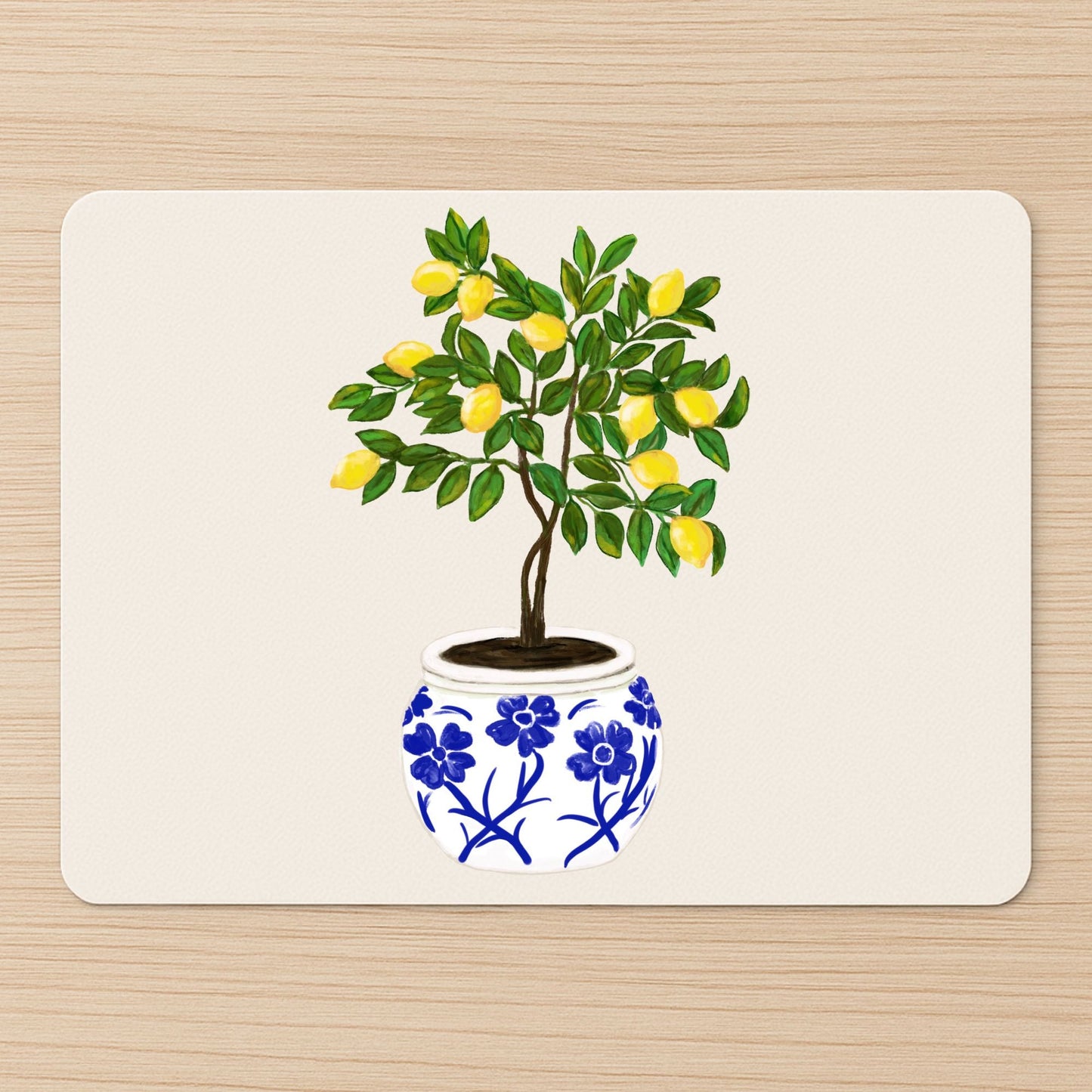 Lemon Tree in Vase Mousepad - MerikaArt