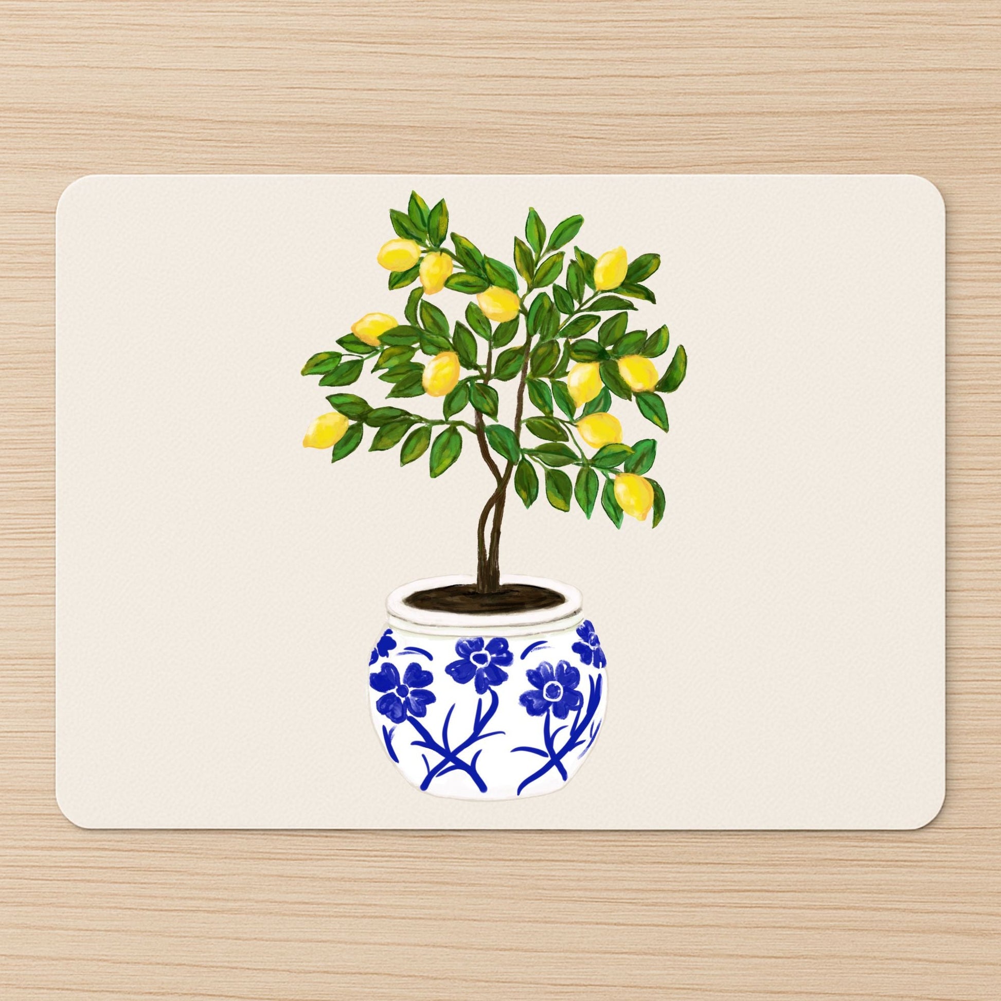 Lemon Tree in Vase Mousepad - MerikaArt